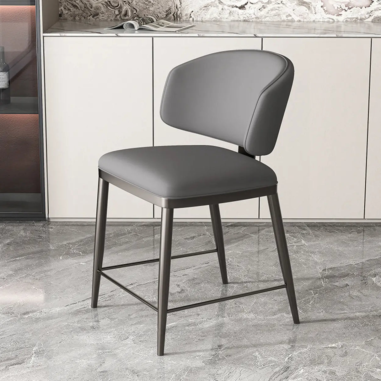 Modish Padded Upholstery Armless Low Back Dining Chair Image - 50