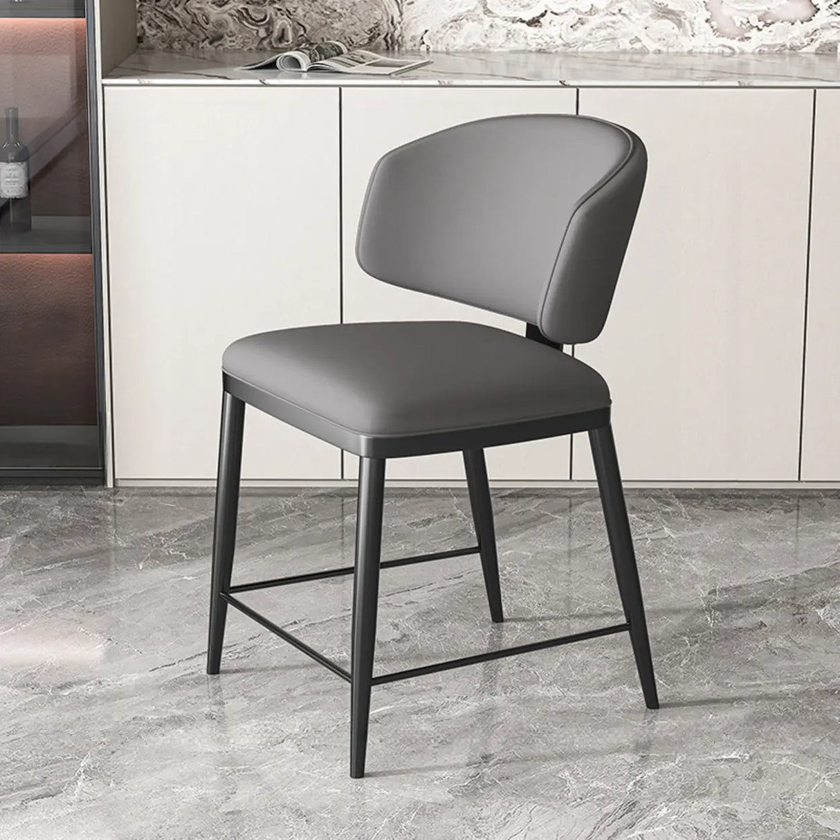 Modish Padded Upholstery Armless Low Back Dining Chair Image - 51