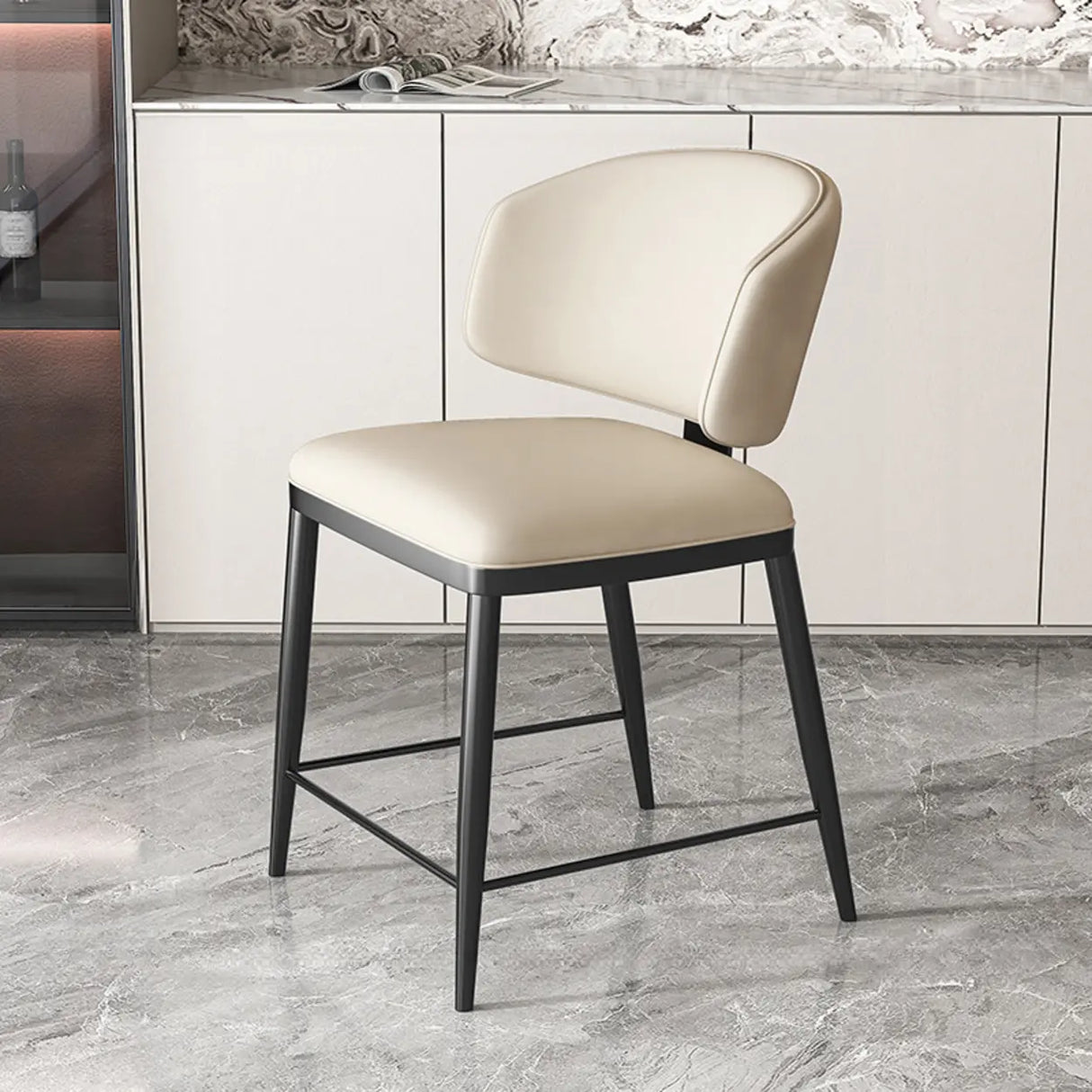 Modish Padded Upholstery Armless Low Back Dining Chair Image - 52