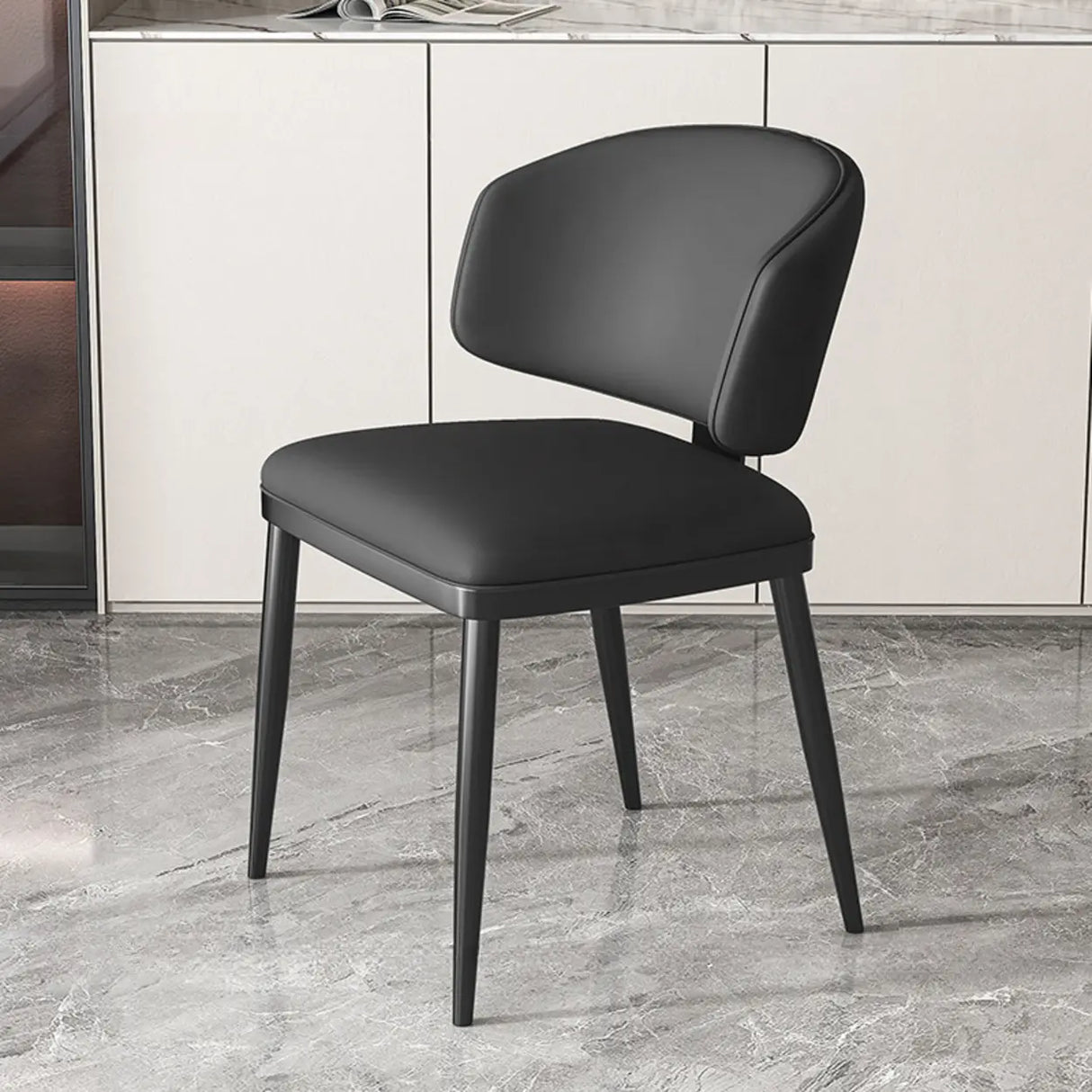 Modish Padded Upholstery Armless Low Back Dining Chair Image - 53