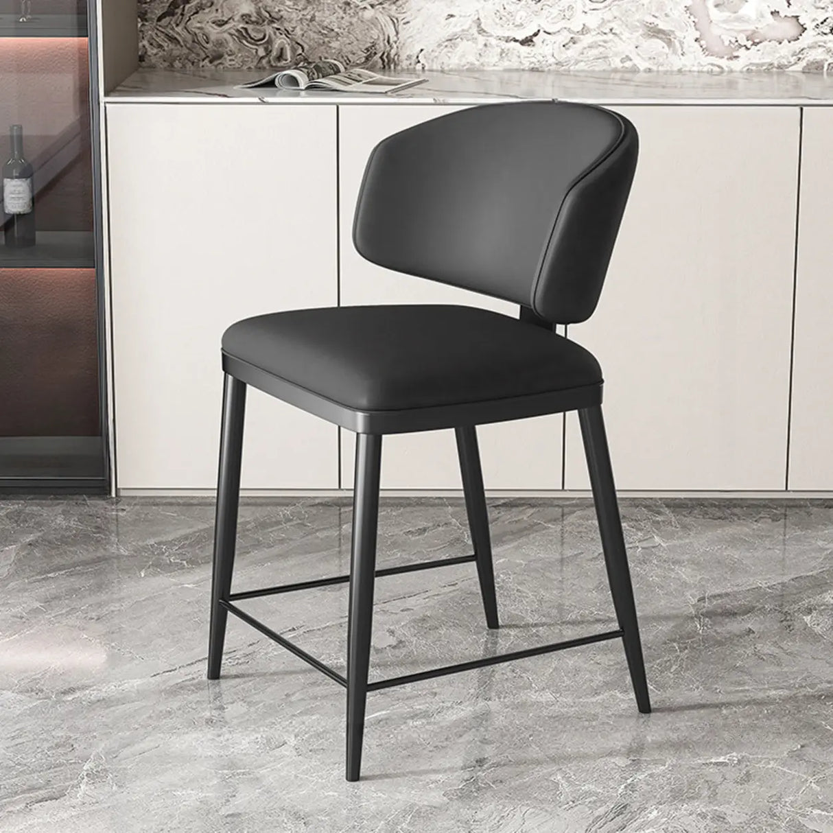 Modish Padded Upholstery Armless Low Back Dining Chair Image - 10