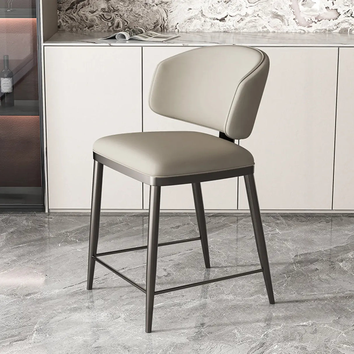 Modish Padded Upholstery Armless Low Back Dining Chair Image - 13