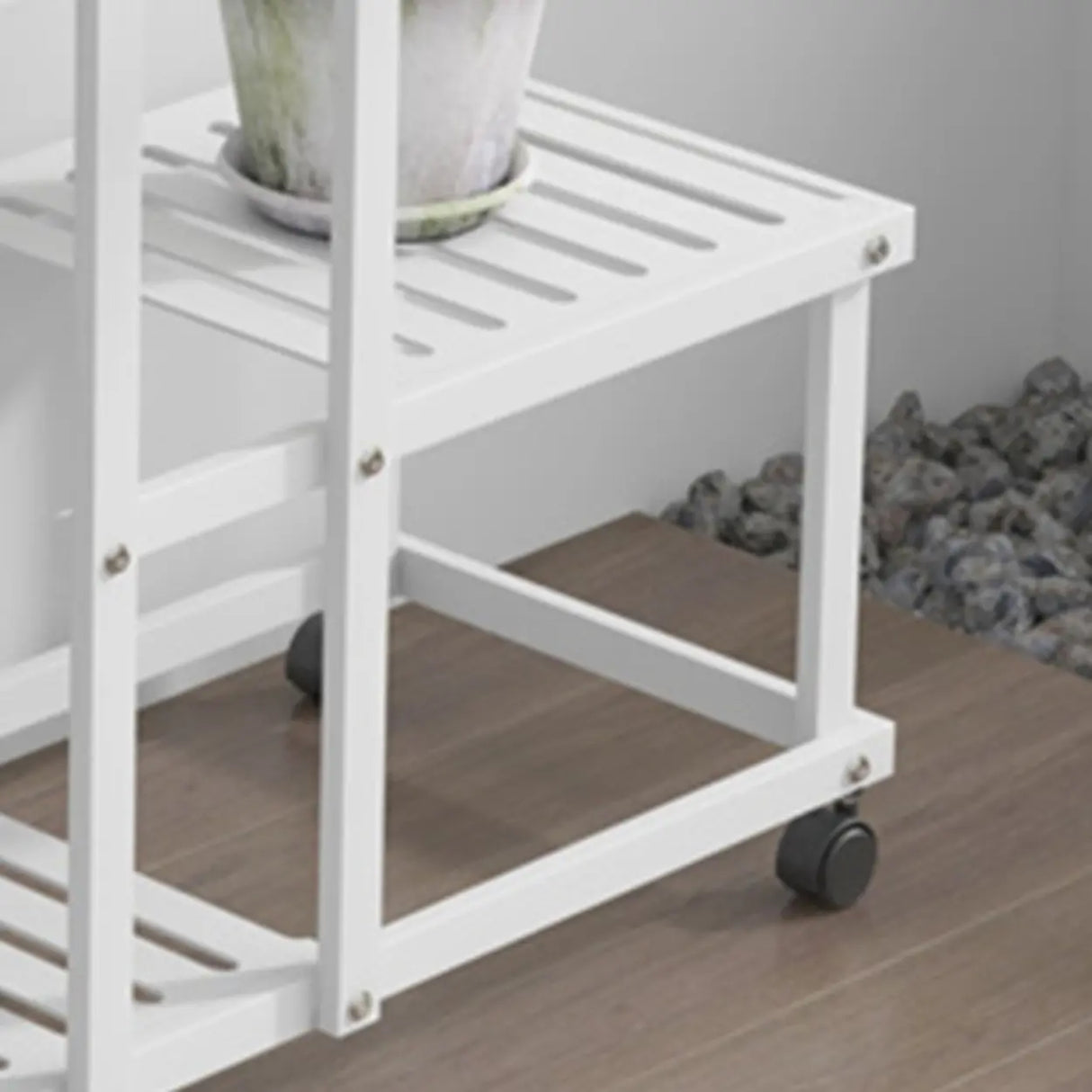 Modish Rectangle Multi-Tier Metal White Plant Stand Image - 10