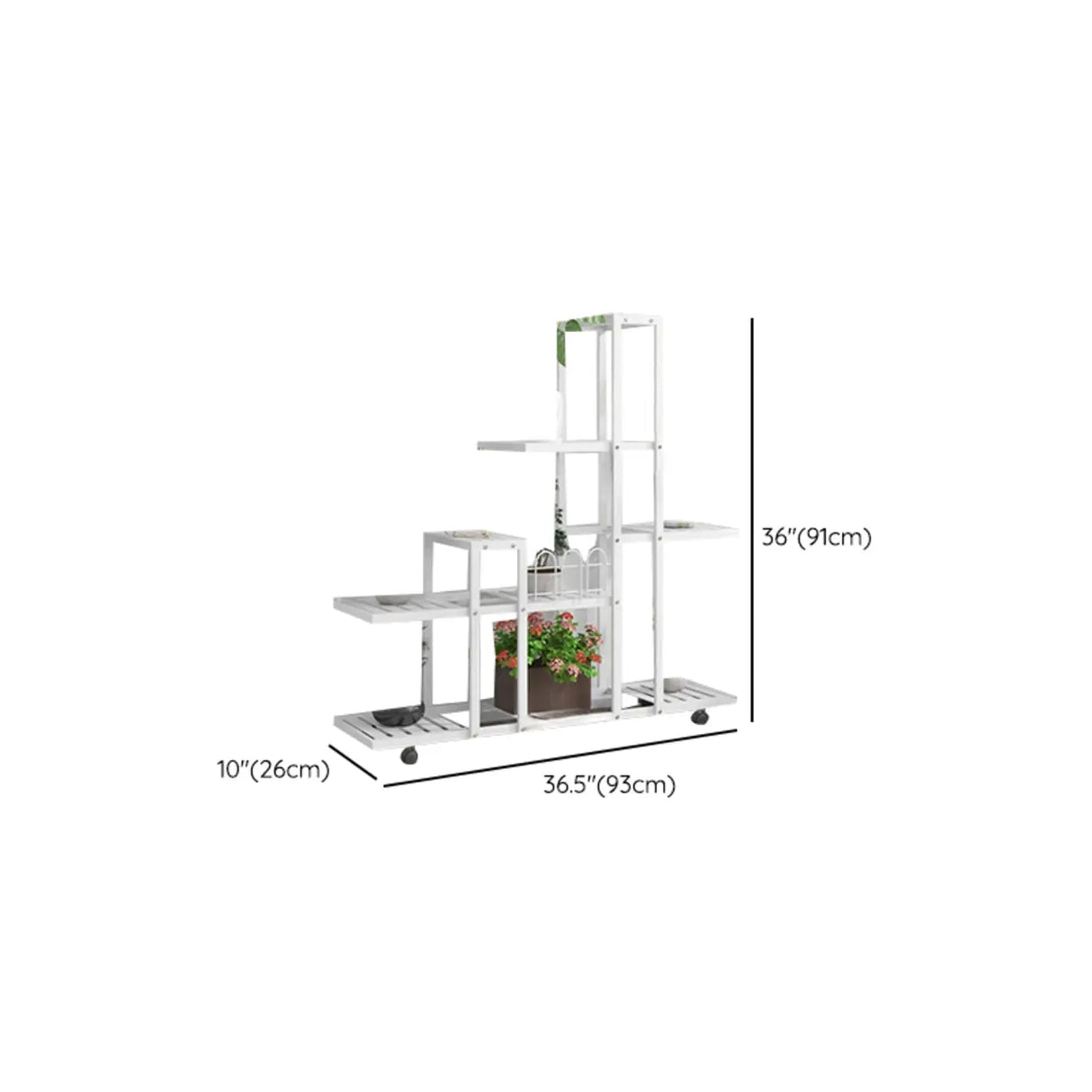 Modish Rectangle Multi-Tier Metal White Plant Stand Image - 16