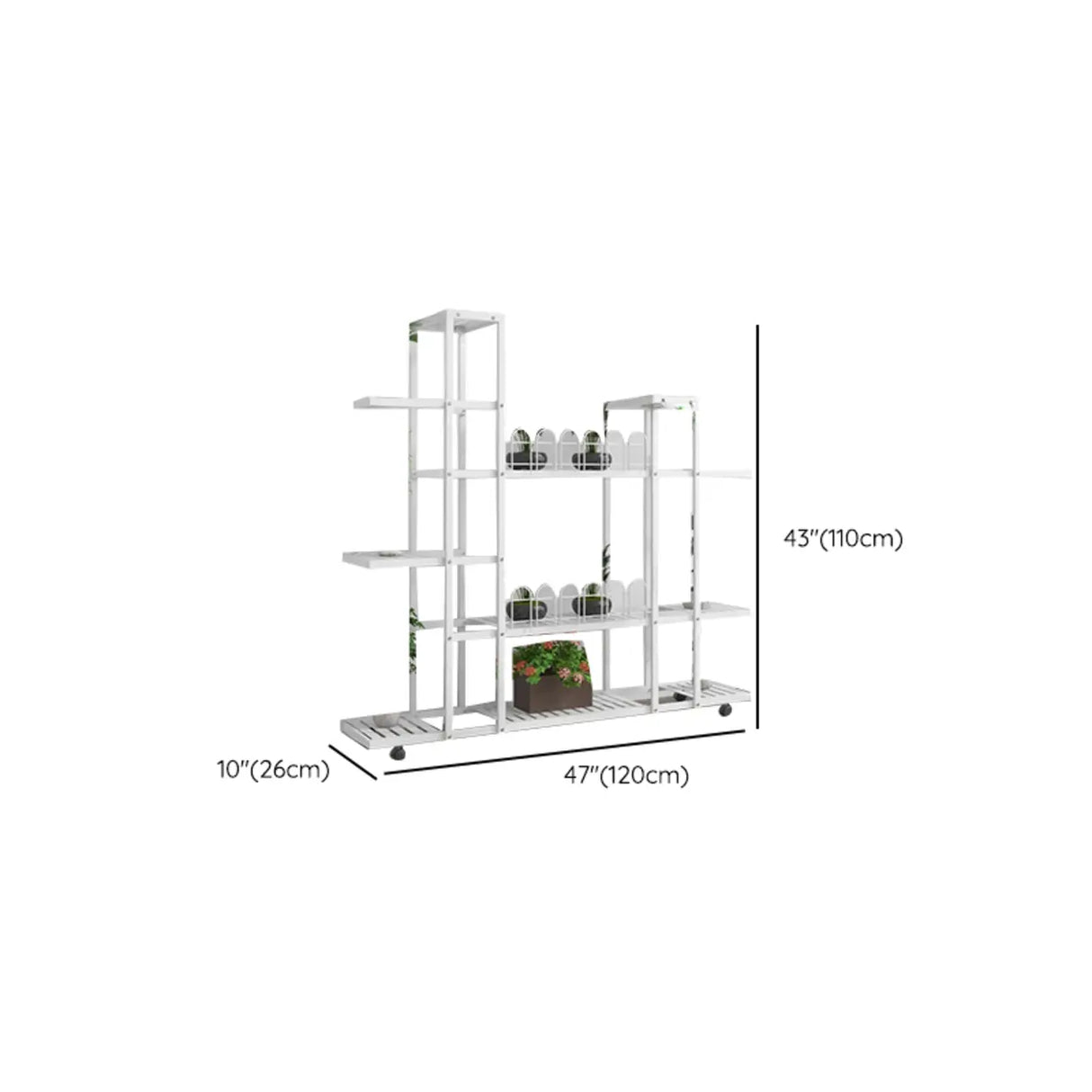 Modish Rectangle Multi-Tier Metal White Plant Stand Image - 17