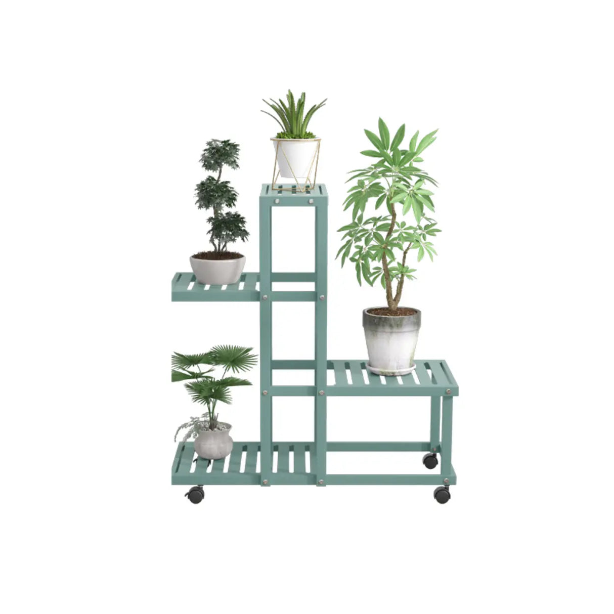 Modish Rectangle Multi-Tier Metal White Plant Stand Image - 2