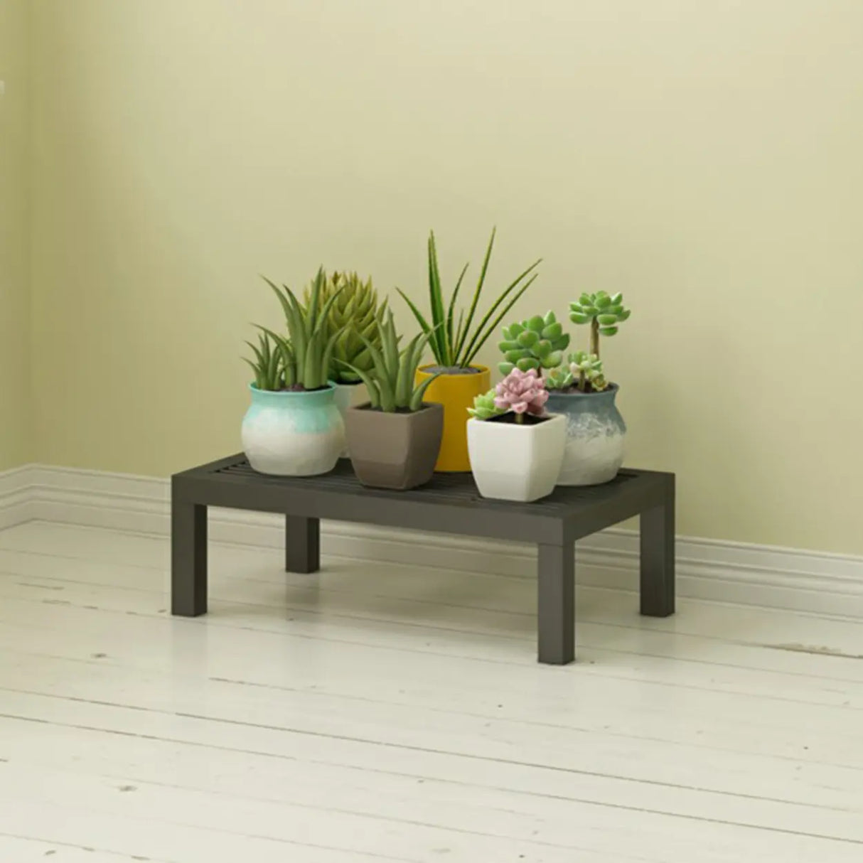 Modish Rectangular Metal Black Sled Base Plant Stand Image - 2