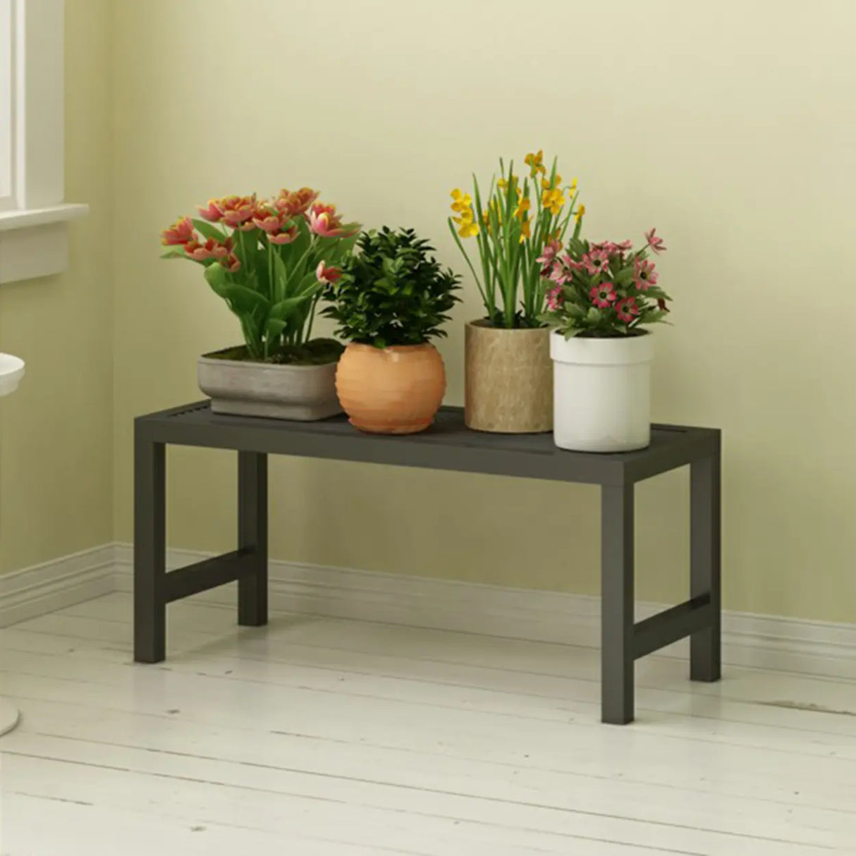 Modish Rectangular Metal Black Sled Base Plant Stand Image - 13