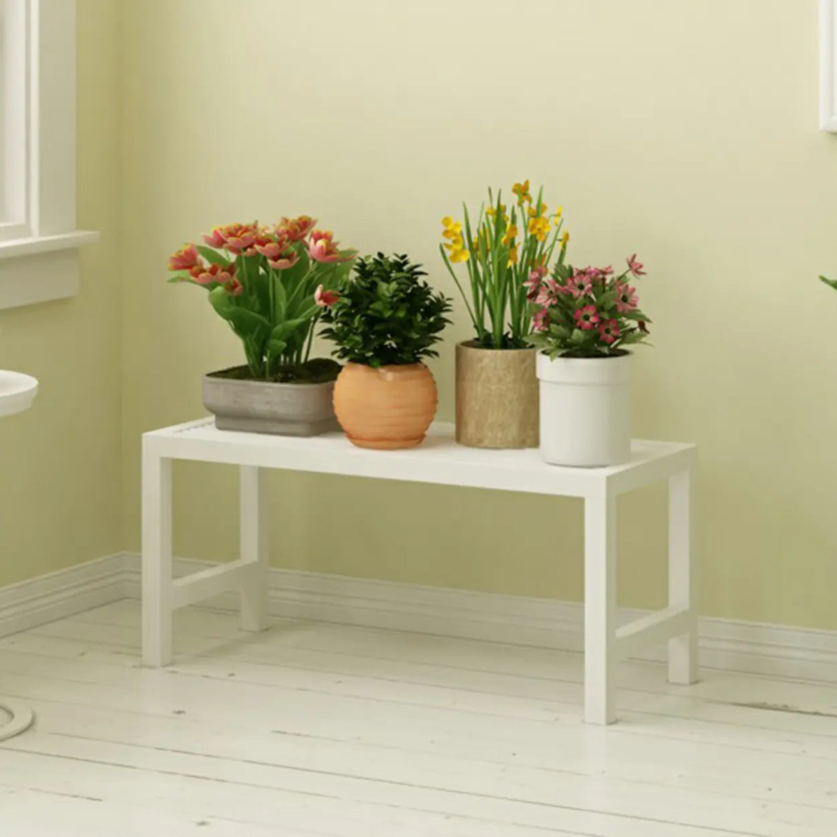 Modish Rectangular Metal Black Sled Base Plant Stand Image - 17