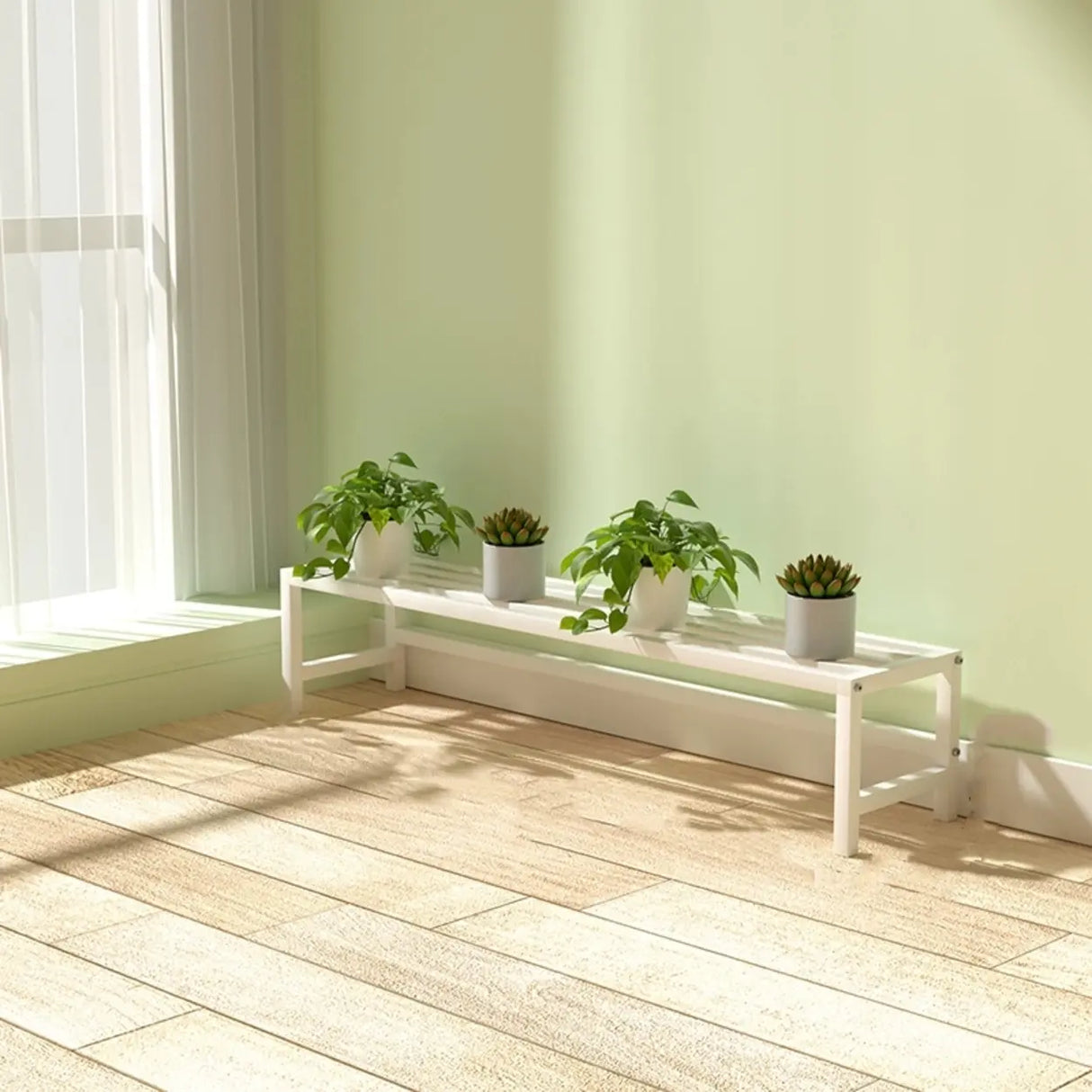 Modish Rectangular Metal Black Sled Base Plant Stand Image - 19