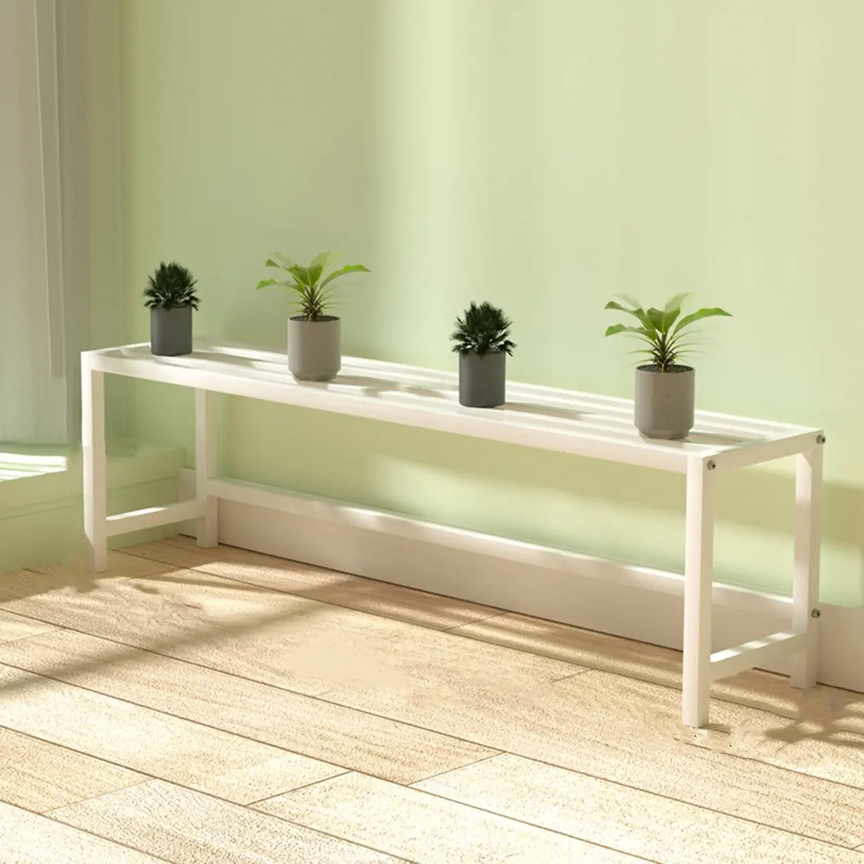 Modish Rectangular Metal Black Sled Base Plant Stand Image - 20