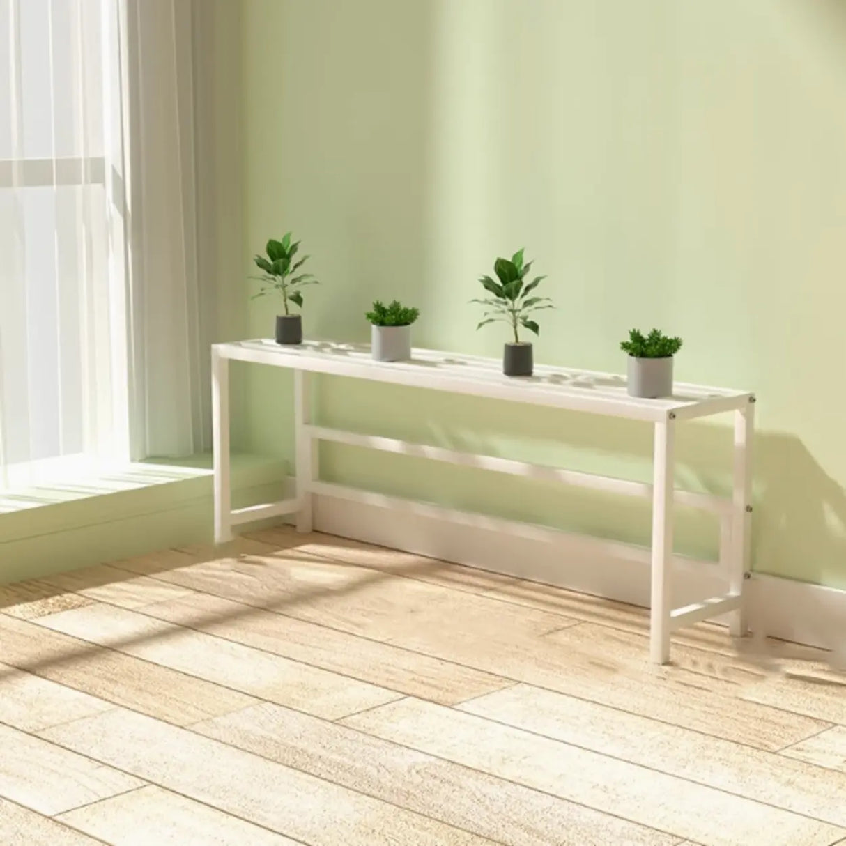 Modish Rectangular Metal Black Sled Base Plant Stand Image - 21