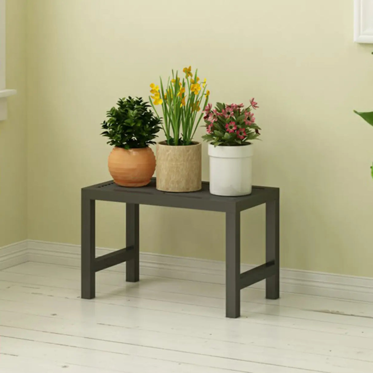 Modish Rectangular Metal Black Sled Base Plant Stand Image - 3
