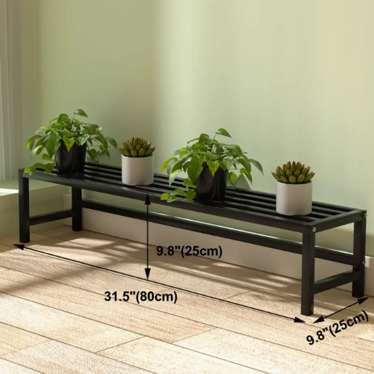 Modish Rectangular Metal Black Sled Base Plant Stand Image - 28