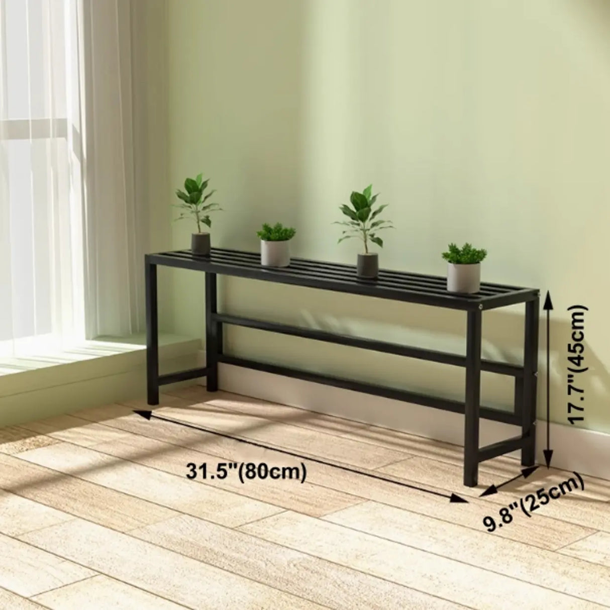 Modish Rectangular Metal Black Sled Base Plant Stand Image - 30
