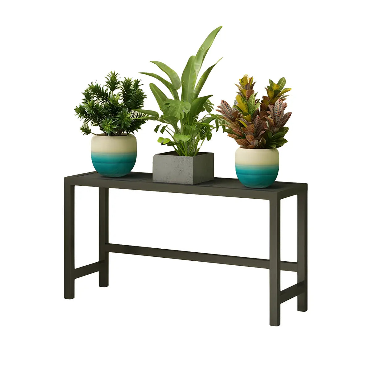Modish Rectangular Metal Black Sled Base Plant Stand Image - 8