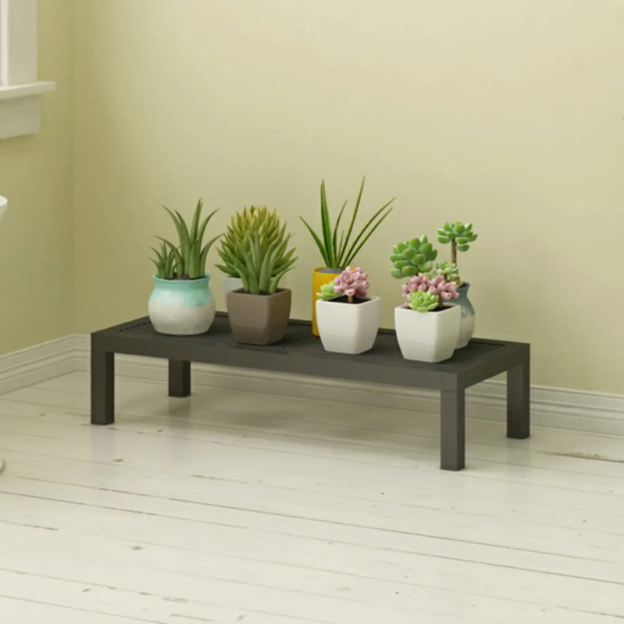 Modish Rectangular Metal Black Sled Base Plant Stand Image - 12