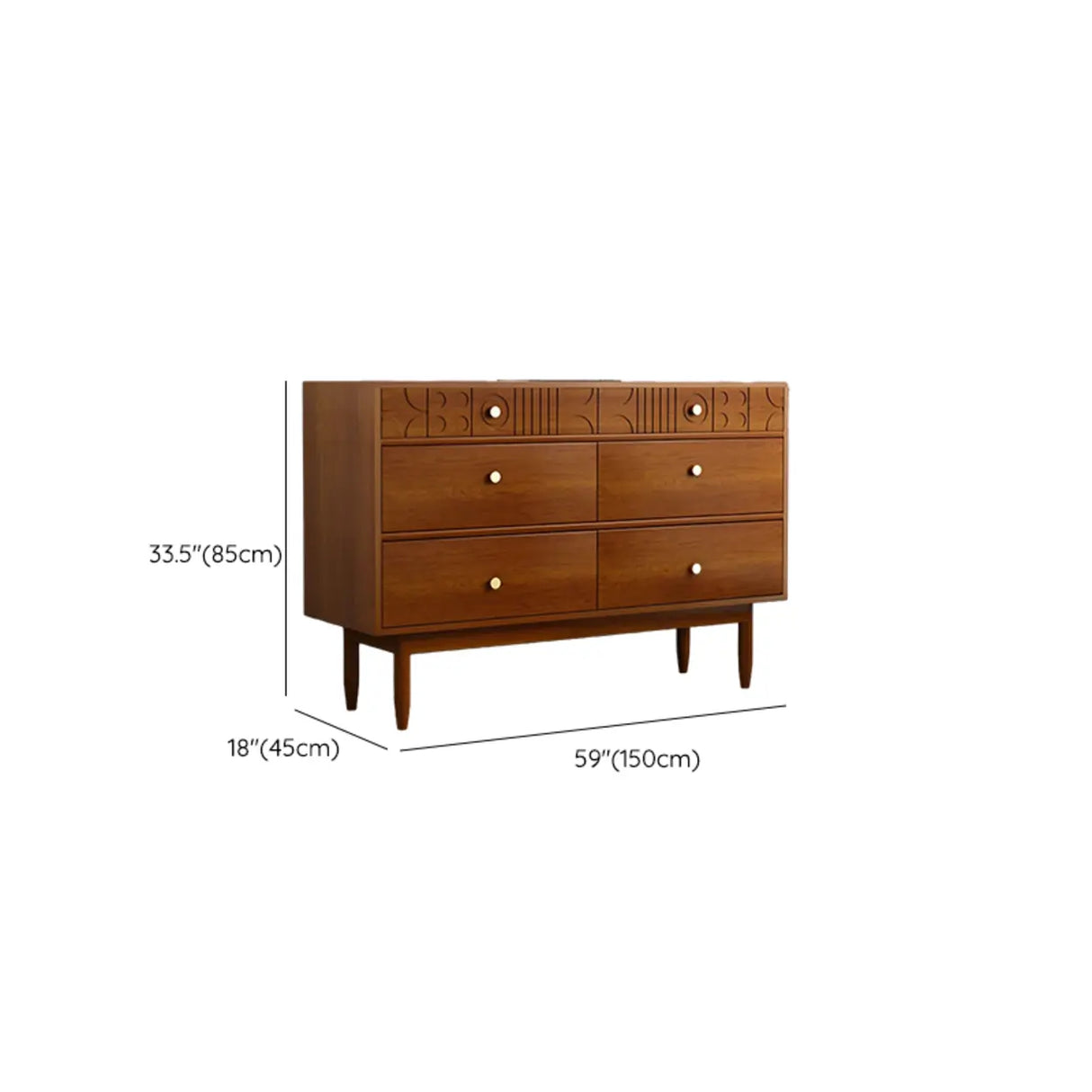 Modish Rectangular Wood Cherry Drawers Storage Chest Image - 10