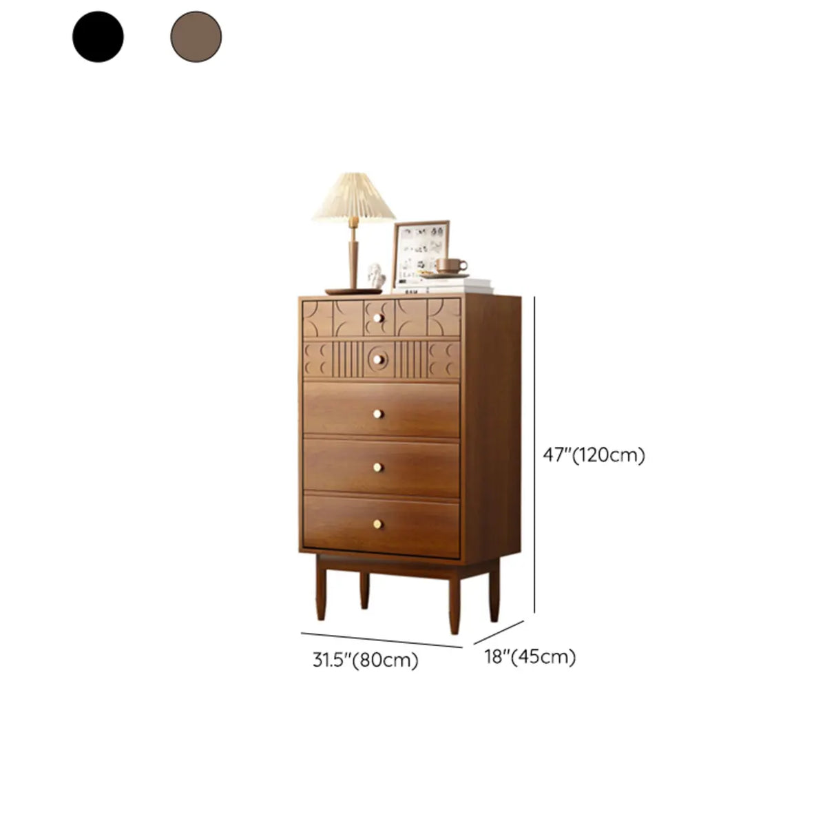 Modish Rectangular Wood Cherry Drawers Storage Chest