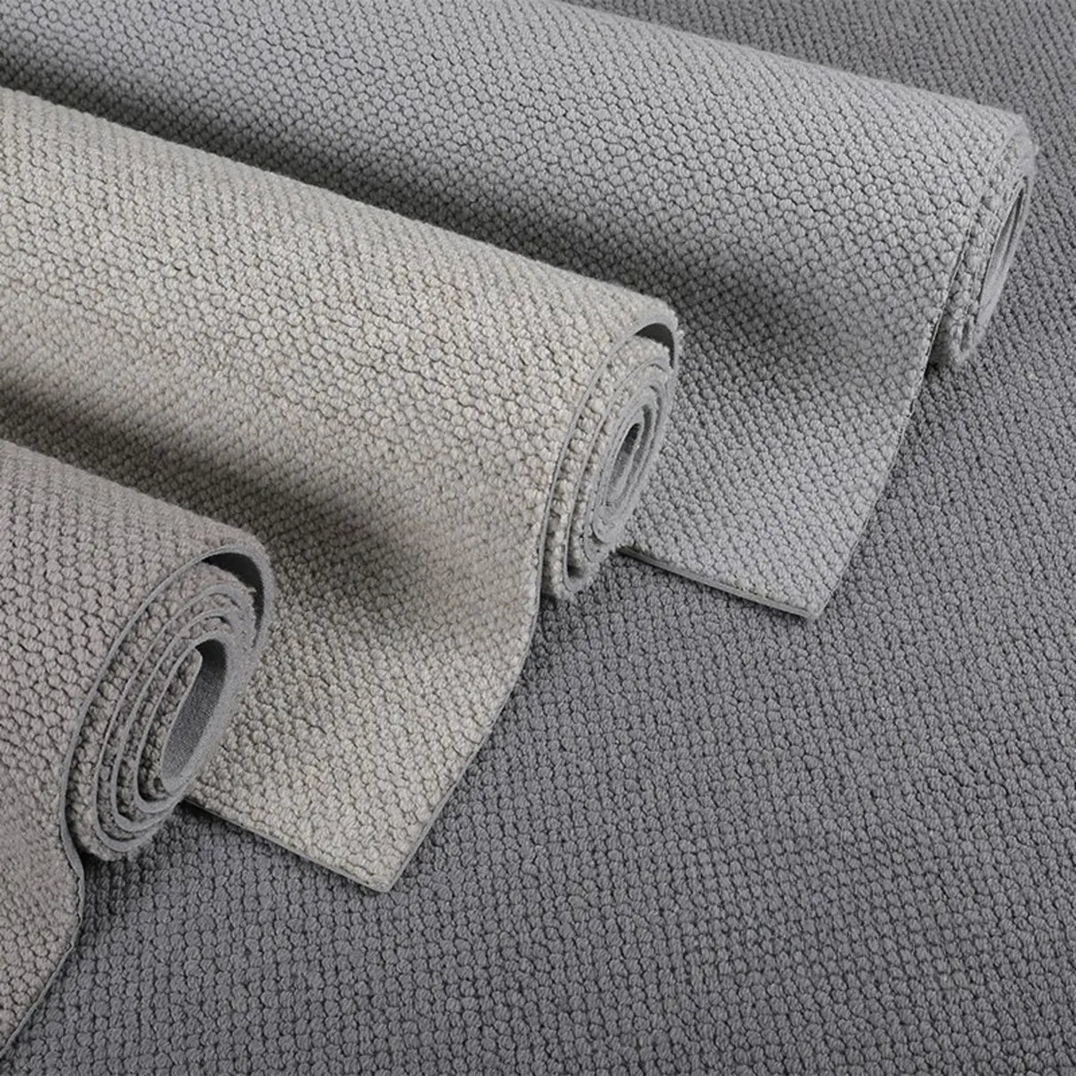 Modish Rectangular Wool Gray Solid Color Area Rug Image - 11