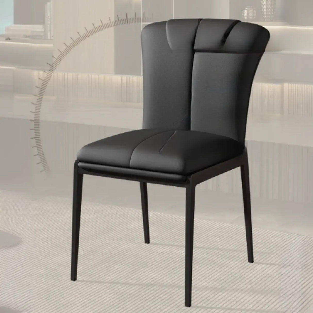 Modish Solid Back Padded Upholstery Leather Dining Chair Image - 6