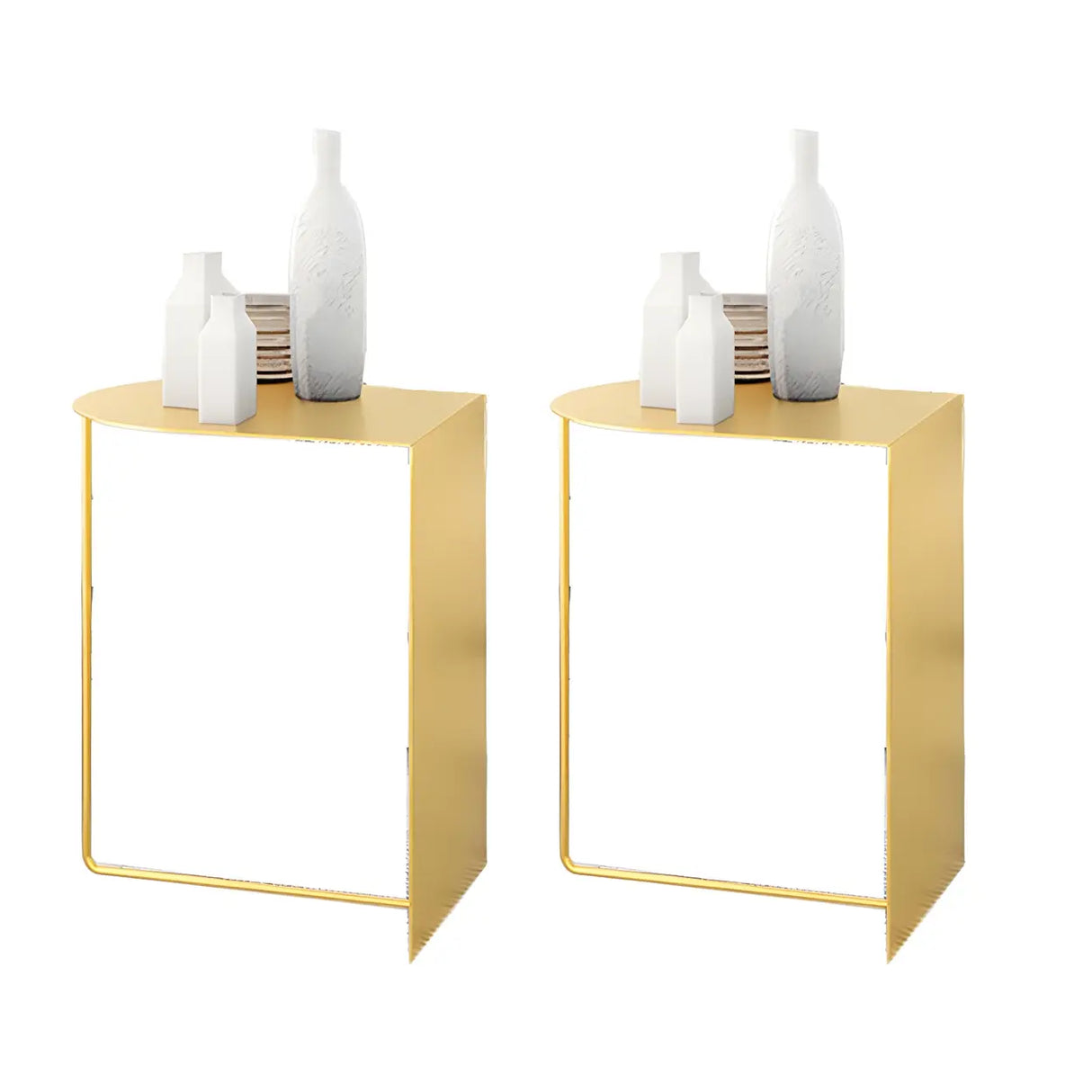 Modish Standard Curved Orange Metal Base Side Table Image - 23