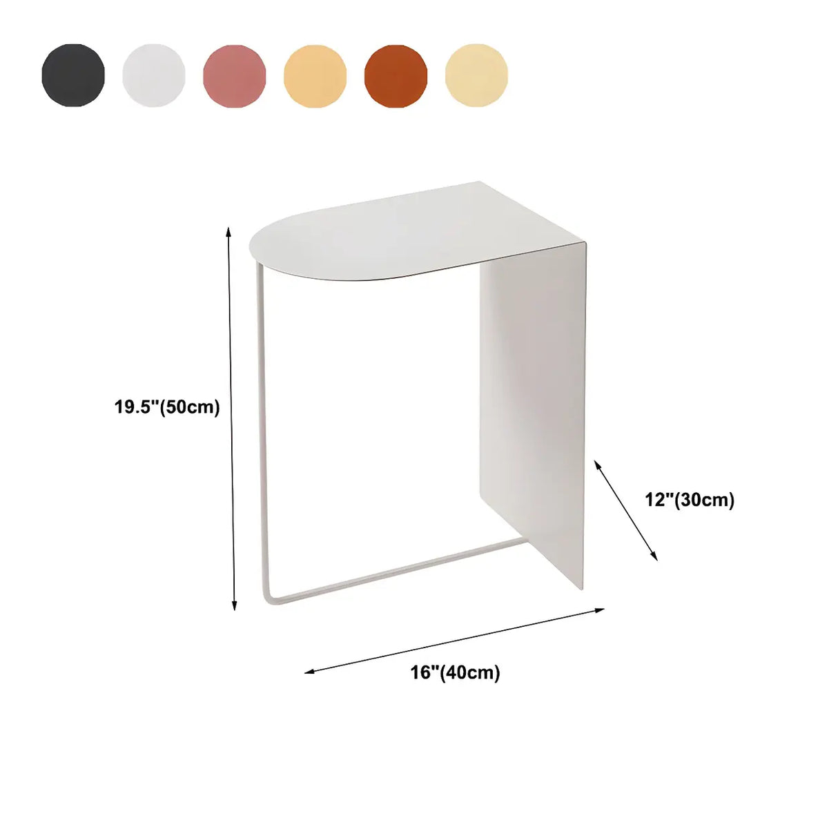 Modish Standard Curved Orange Metal Base Side Table