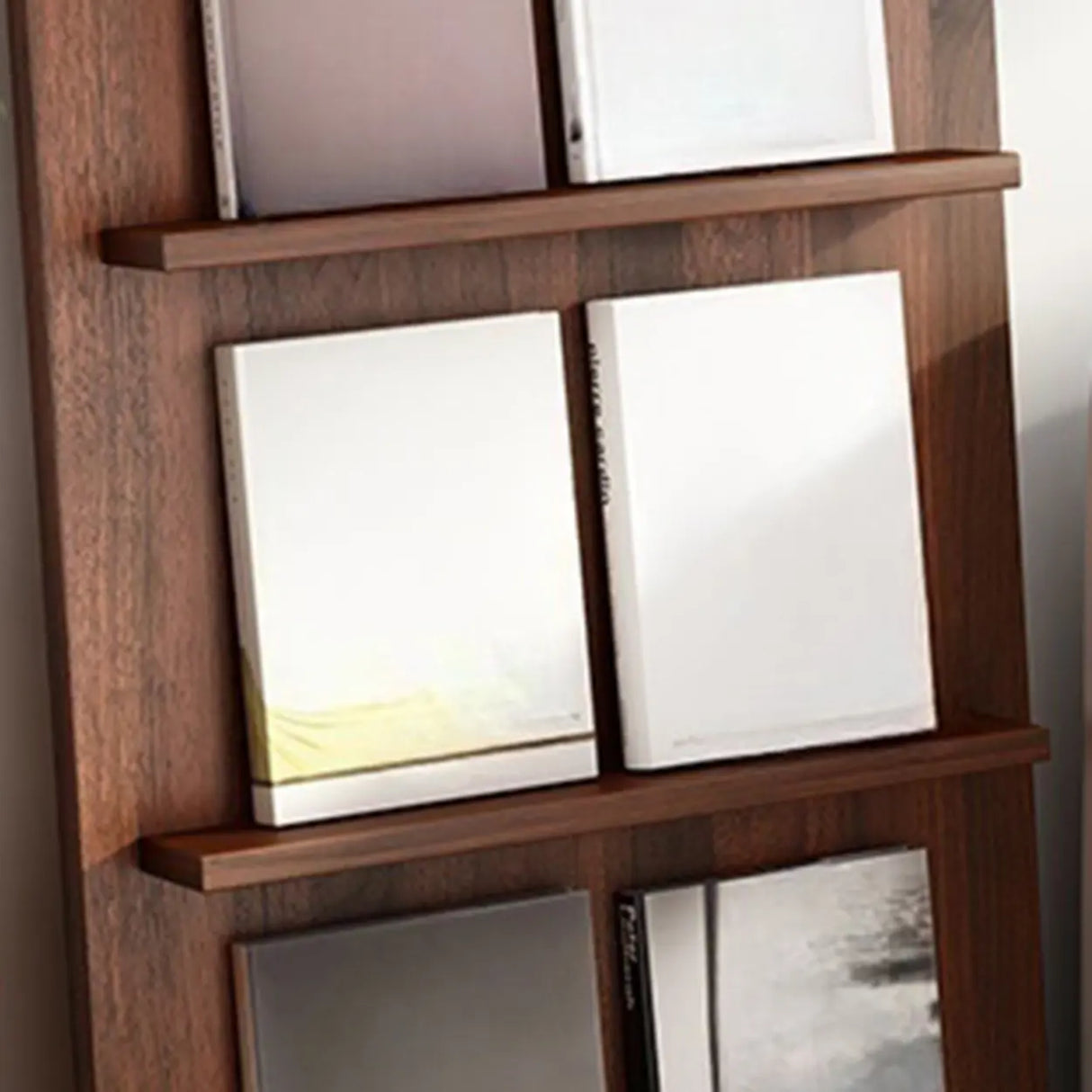 Modish Vertical Arch Espresso 3 Shelves Wood Bookshelf Image - 10