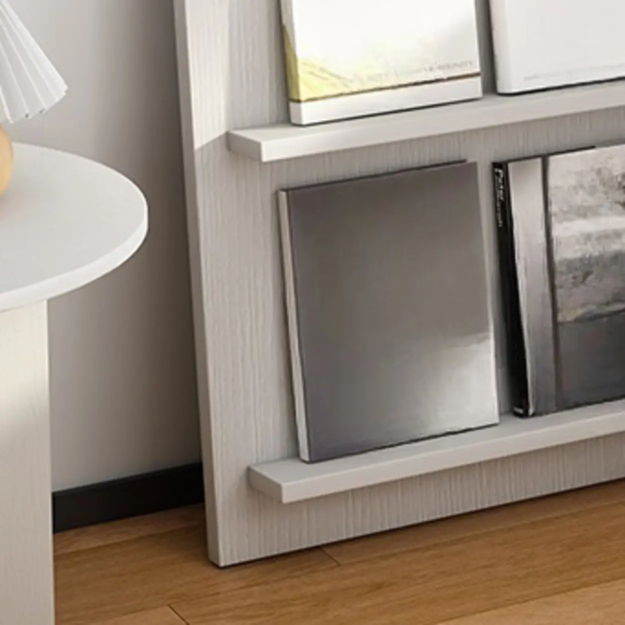 Modish Vertical Arch Espresso 3 Shelves Wood Bookshelf Image - 11