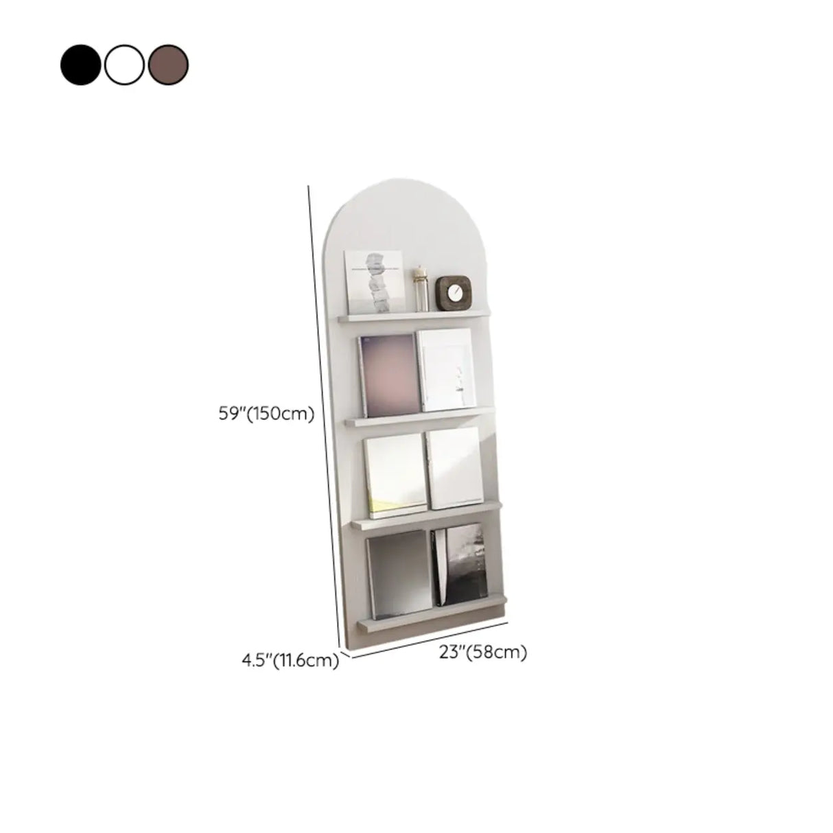 Modish Vertical Arch Espresso 3 Shelves Wood Bookshelf Image - 13