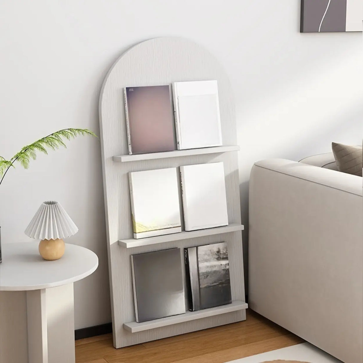 Modish Vertical Arch Espresso 3 Shelves Wood Bookshelf Image - 3