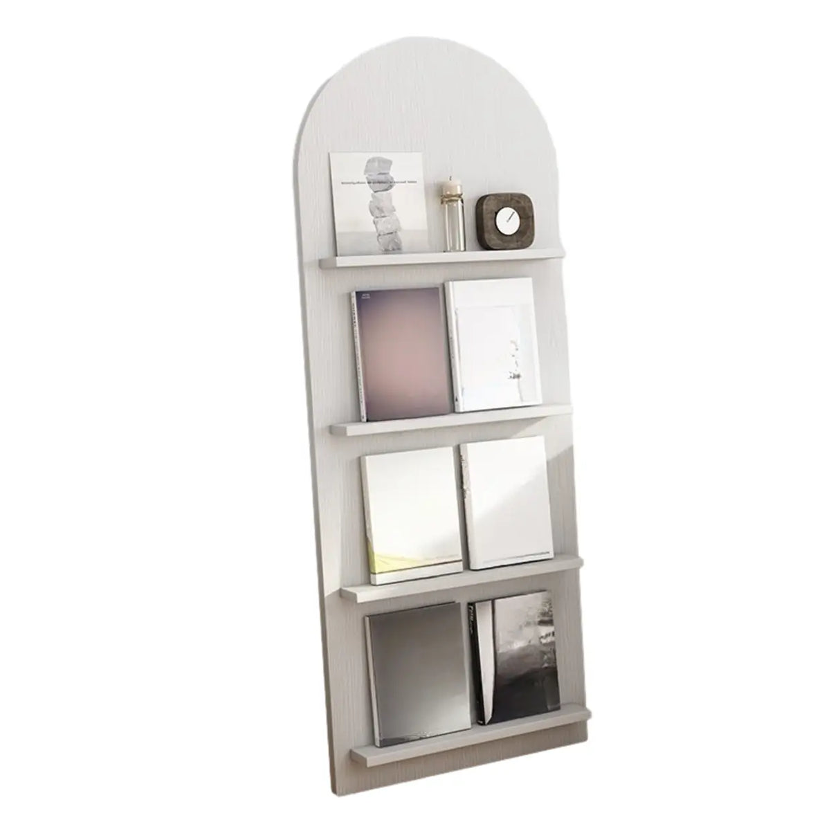 Modish Vertical Arch Espresso 3 Shelves Wood Bookshelf Image - 8