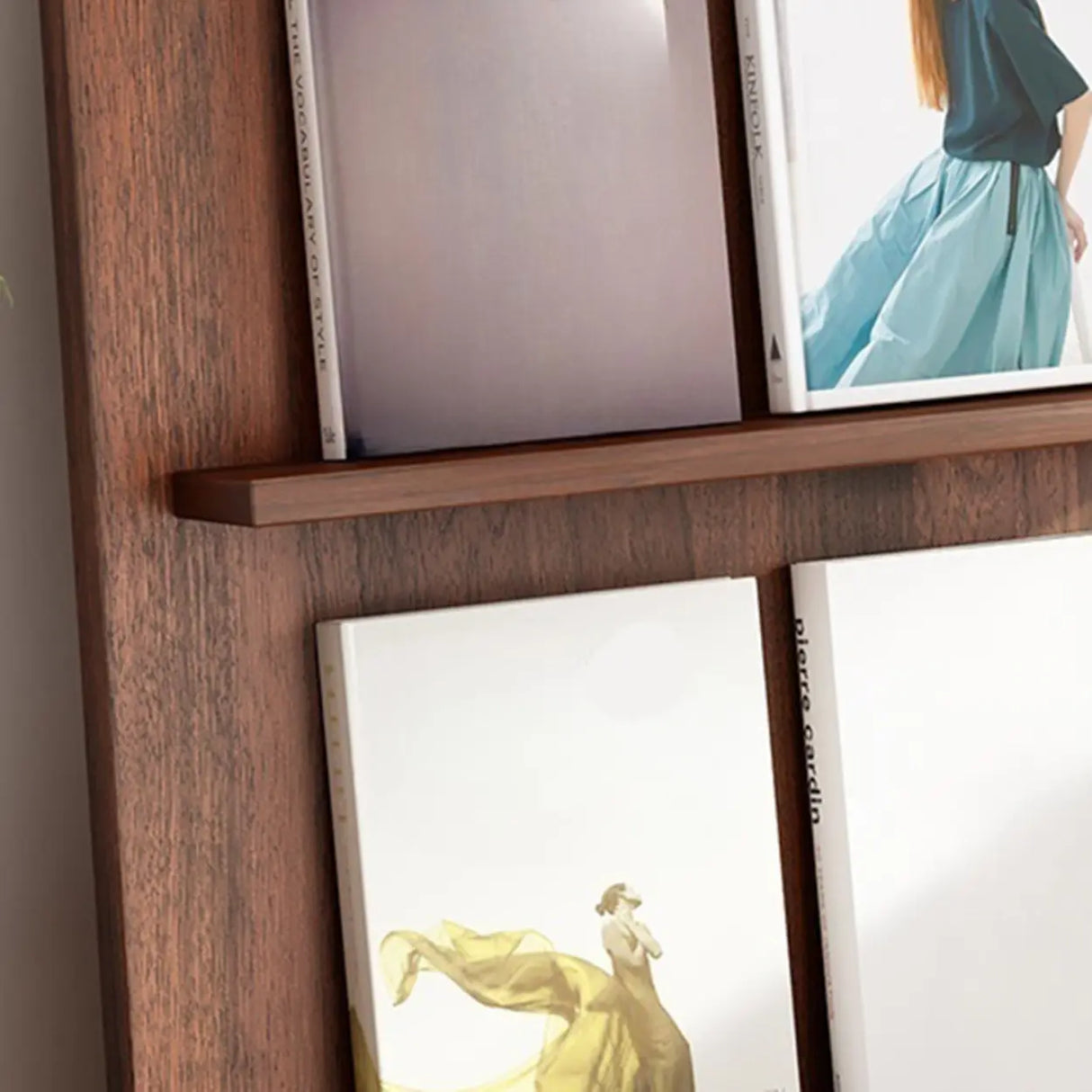 Modish Vertical Arch Espresso 3 Shelves Wood Bookshelf Image - 9