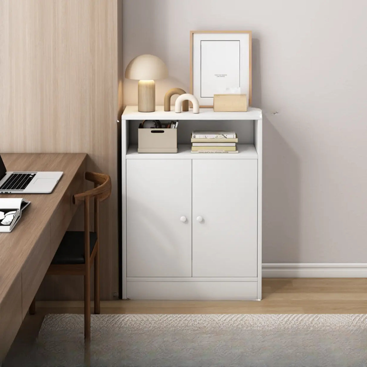 Modish Vertical Closed Wood Cube Organizer Bookcases Image - 4