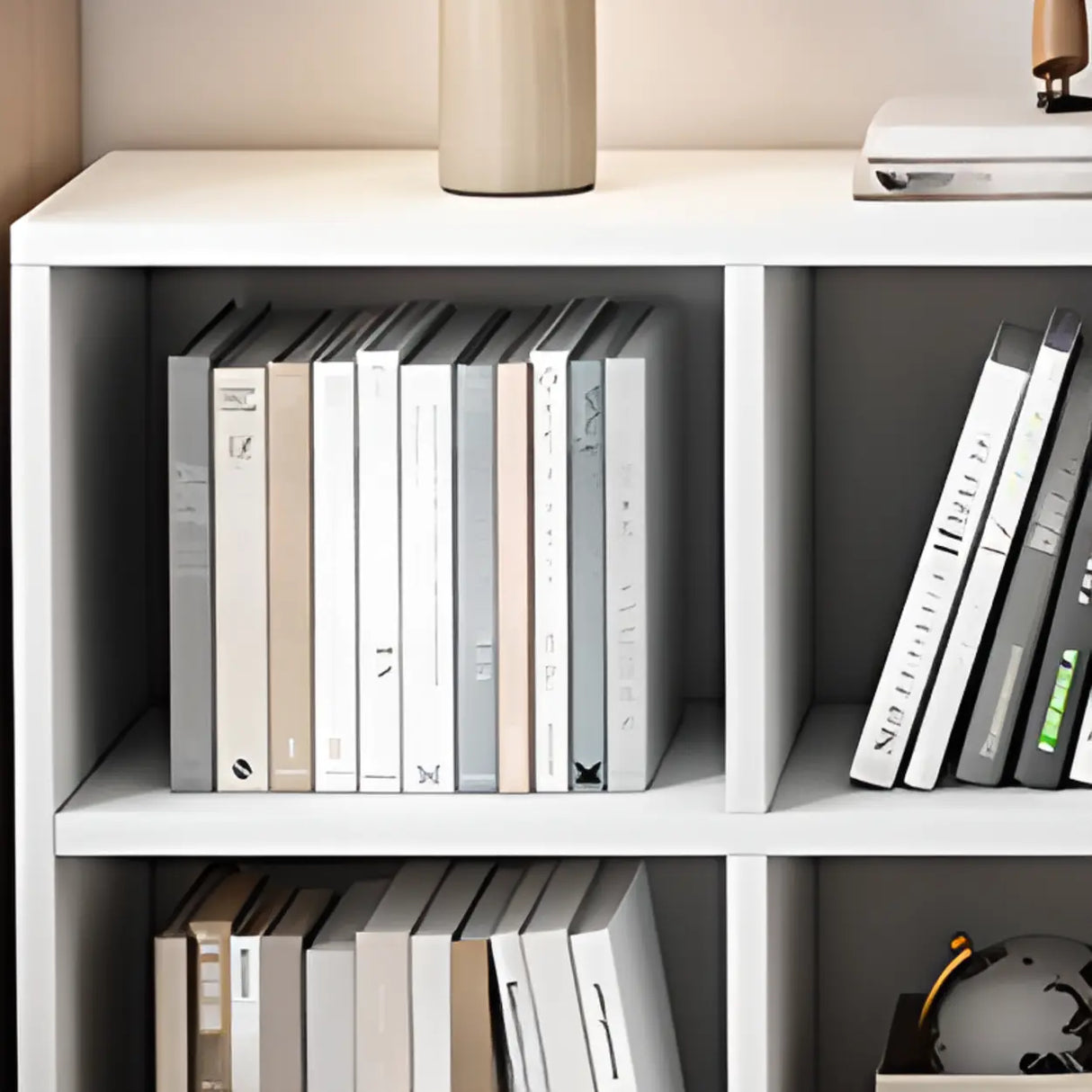 Modish Vertical Closed Wood Cube Organizer Bookcases Image - 6