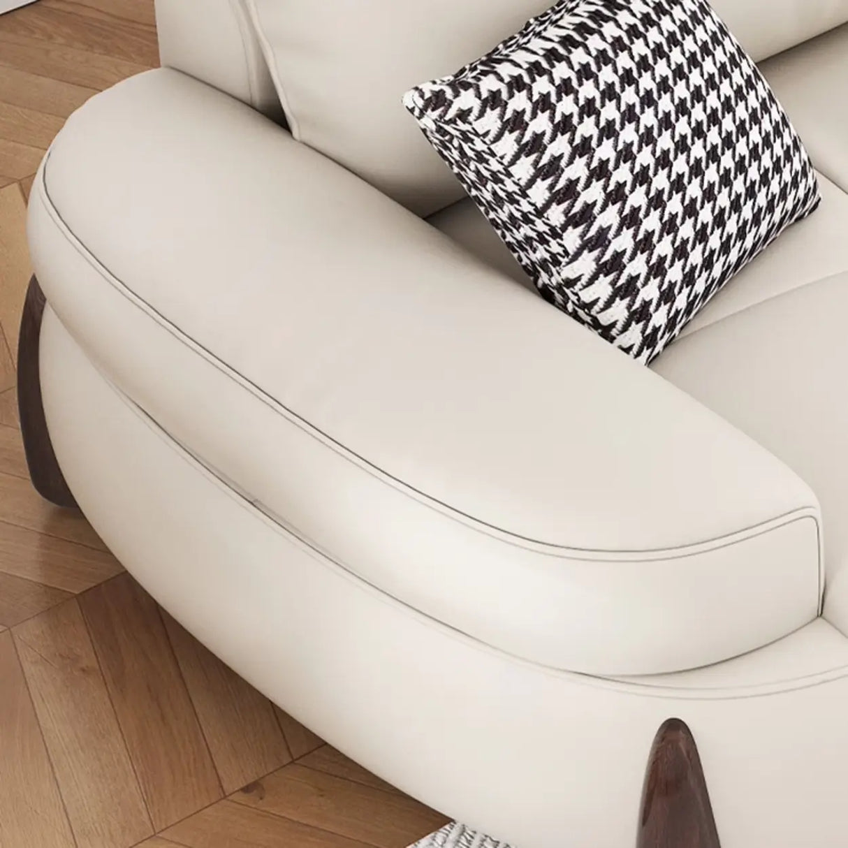 Modish White Anti Cat Scratch Leather Pillow Back Sofa Image - 12