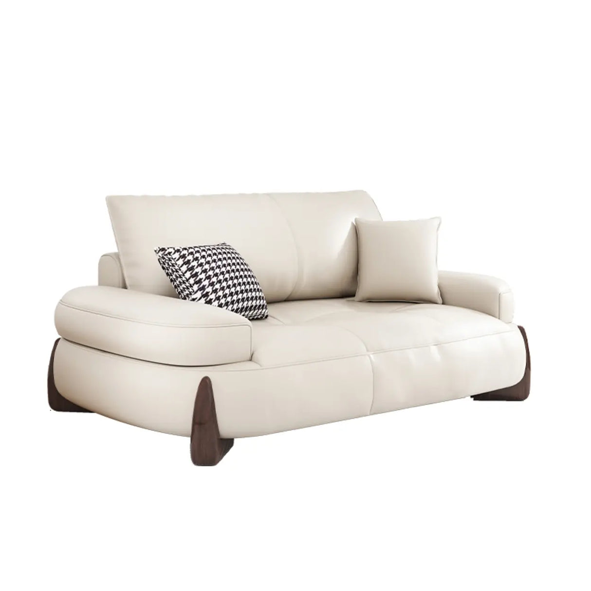 Modish White Anti Cat Scratch Leather Pillow Back Sofa Image - 2