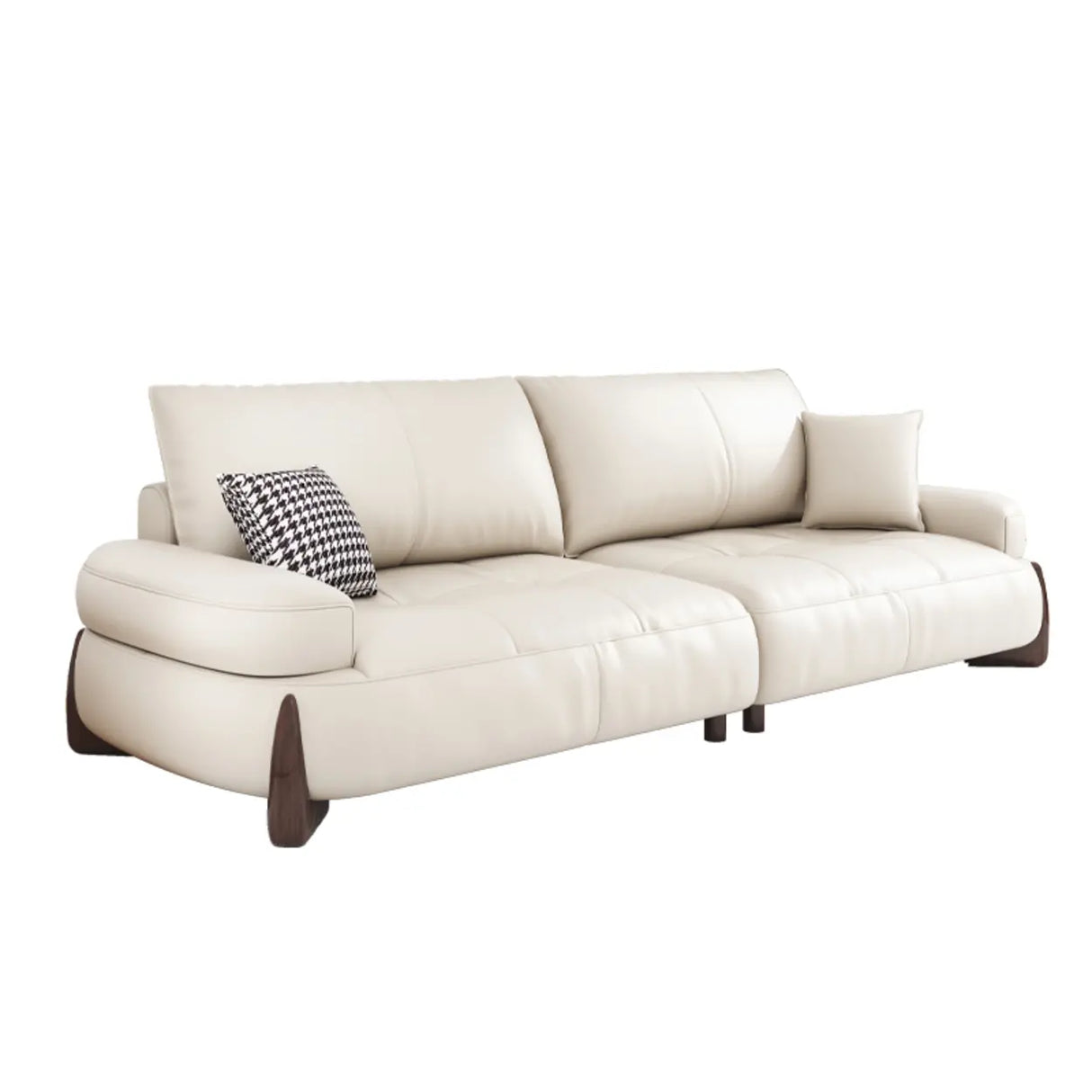 Modish White Anti Cat Scratch Leather Pillow Back Sofa Image - 3