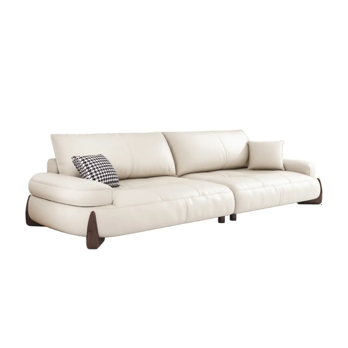 Modish White Anti Cat Scratch Leather Pillow Back Sofa Image - 5