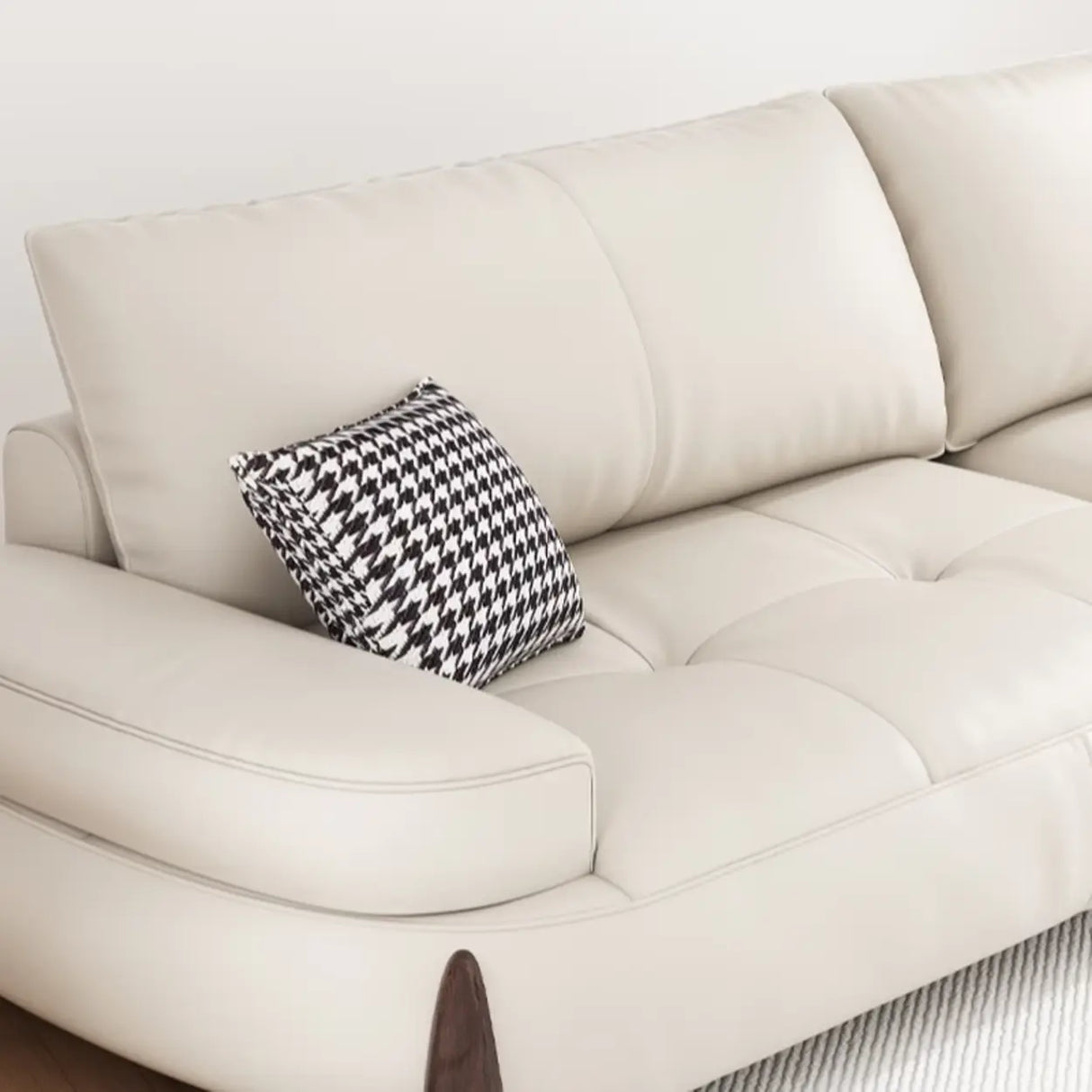 Modish White Anti Cat Scratch Leather Pillow Back Sofa Image - 8