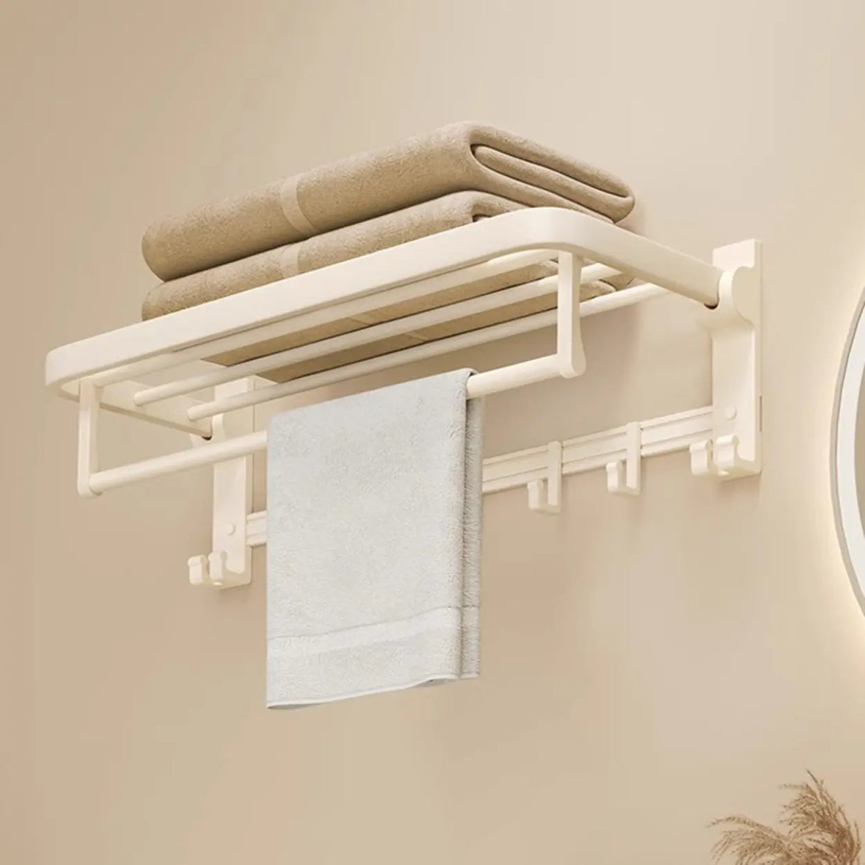 Modish White Bathroom Hardware Set with Storage Racks Image - 4