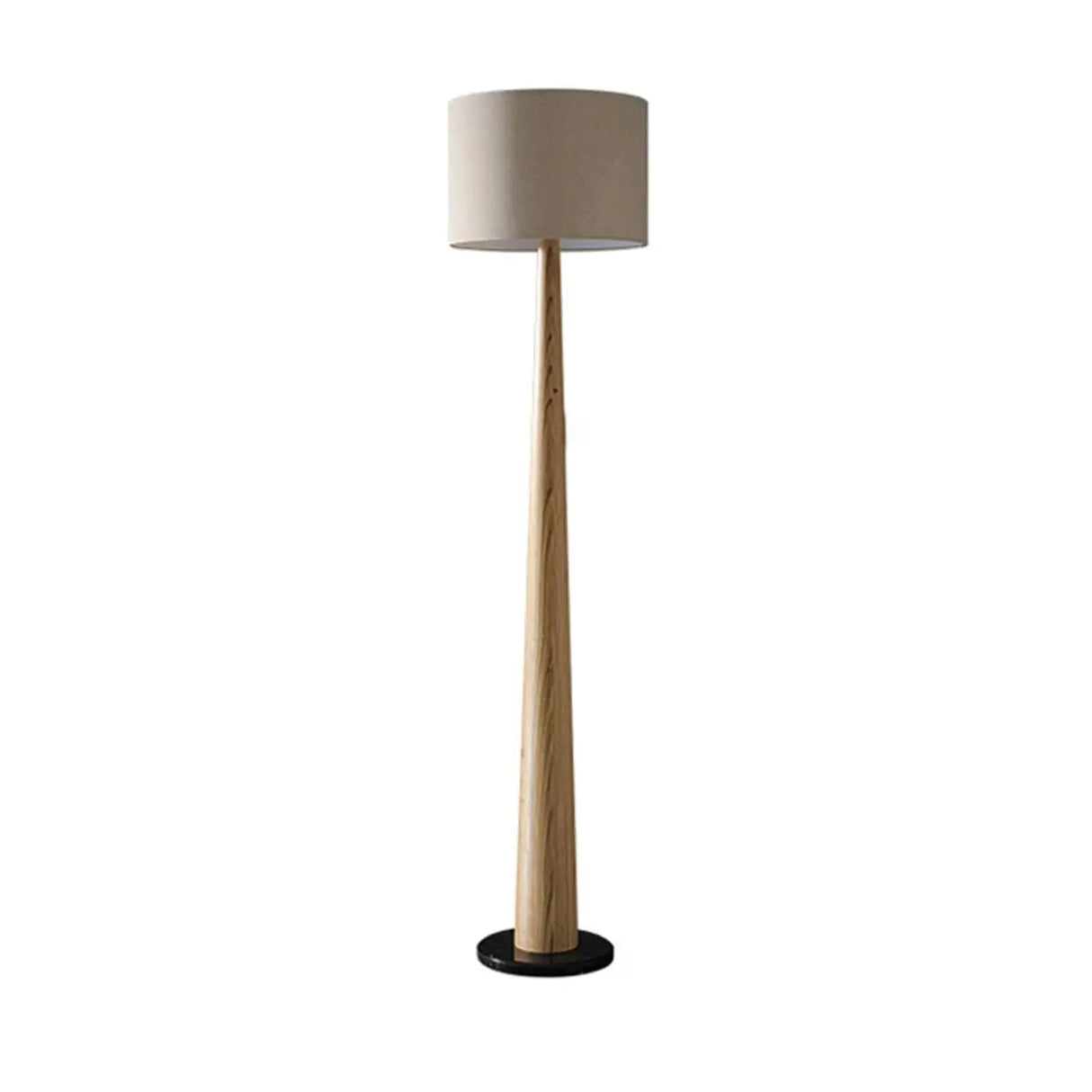 Modish White Cylinder Walnut Metal LED Floor Lamp Image - 5