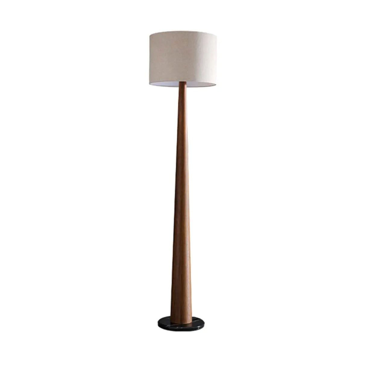 Modish White Cylinder Walnut Metal LED Floor Lamp Image - 6