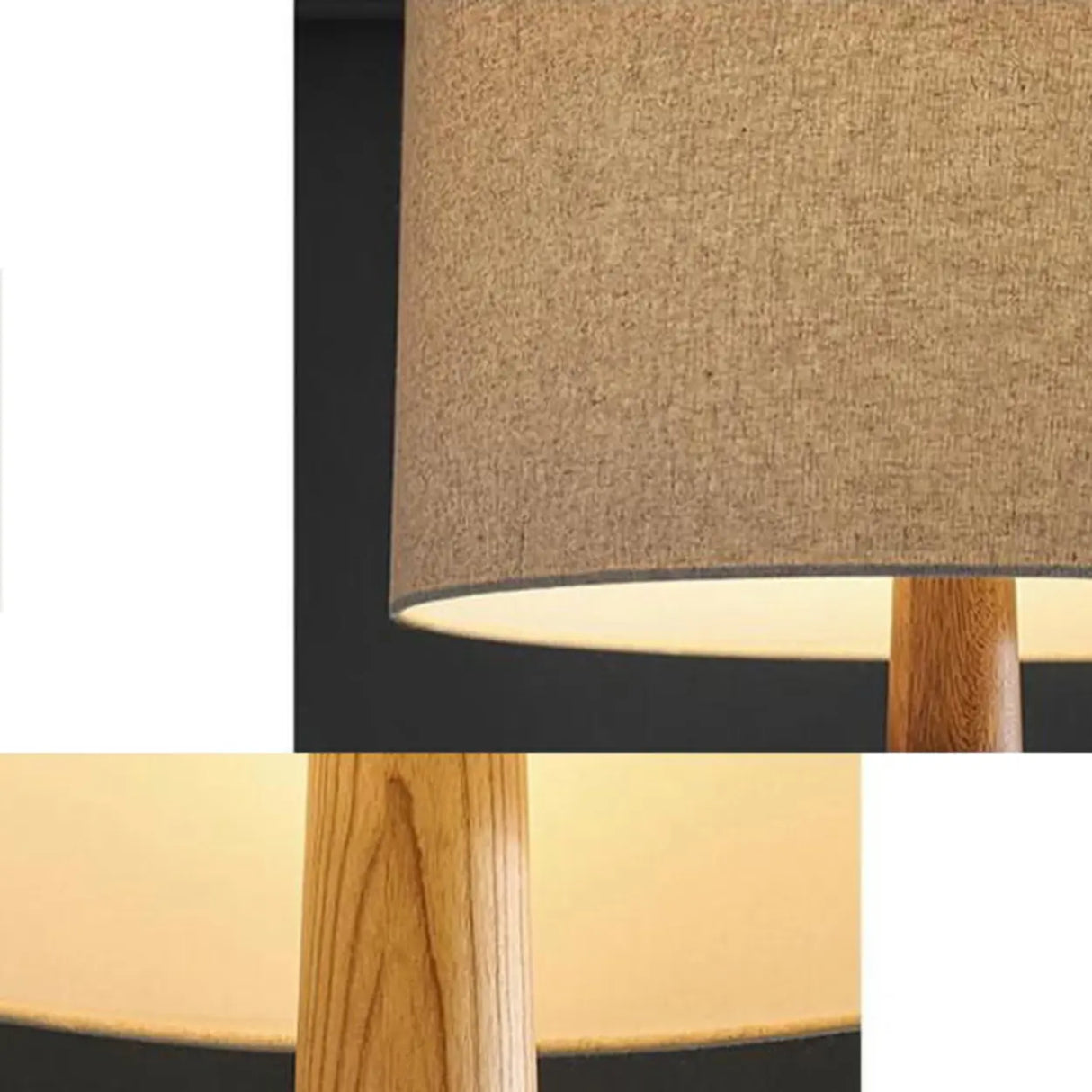 Modish White Cylinder Walnut Metal LED Floor Lamp Image - 9