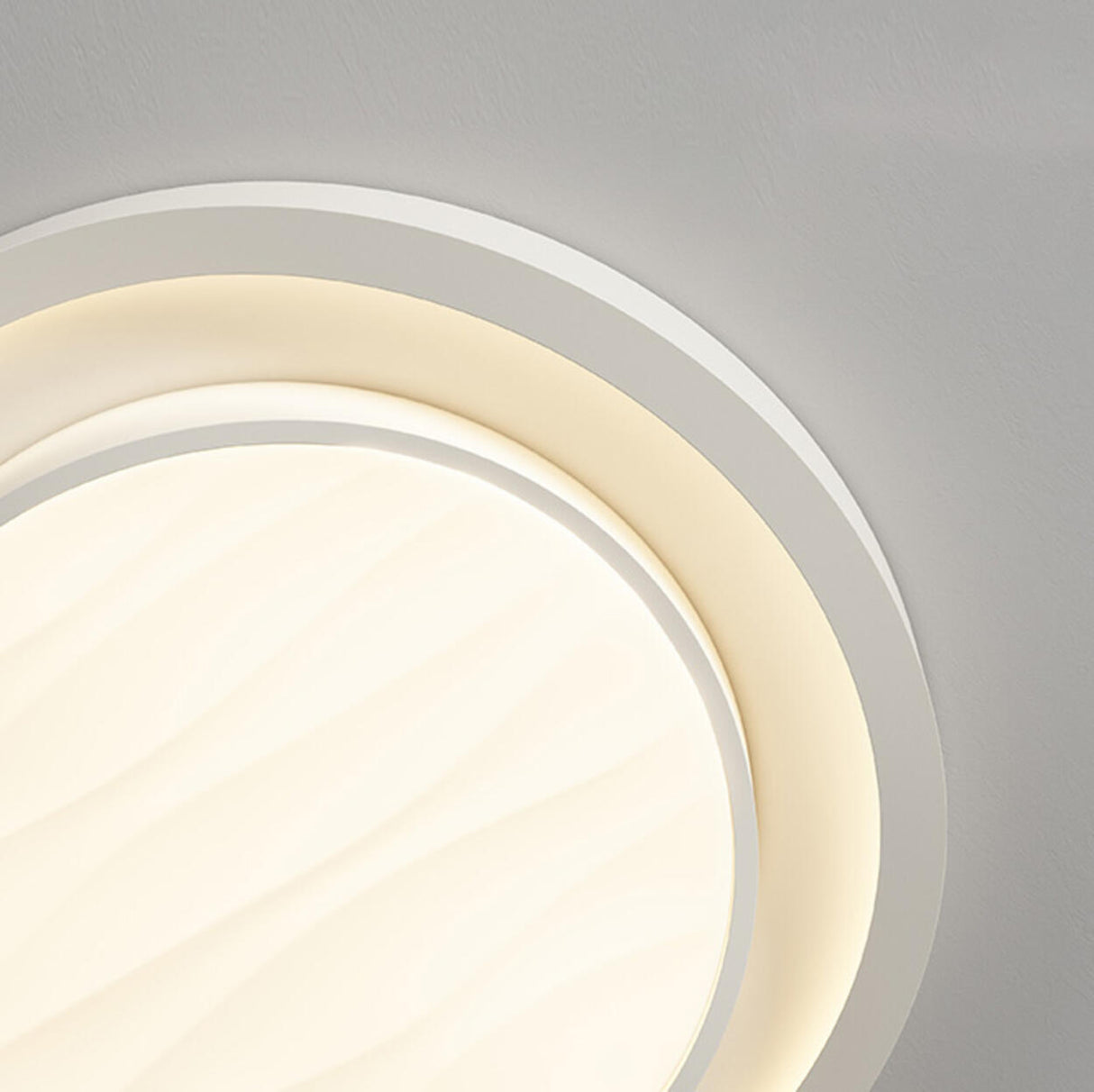 Modish White Geometric Dimmable LED Flush Mount Light Image - 8