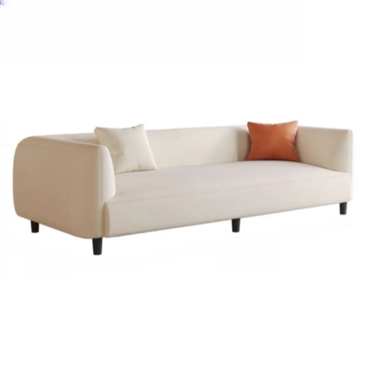 Modish White Scratch Resistant Velvet Tuxedo Arm Sofa Image - 11