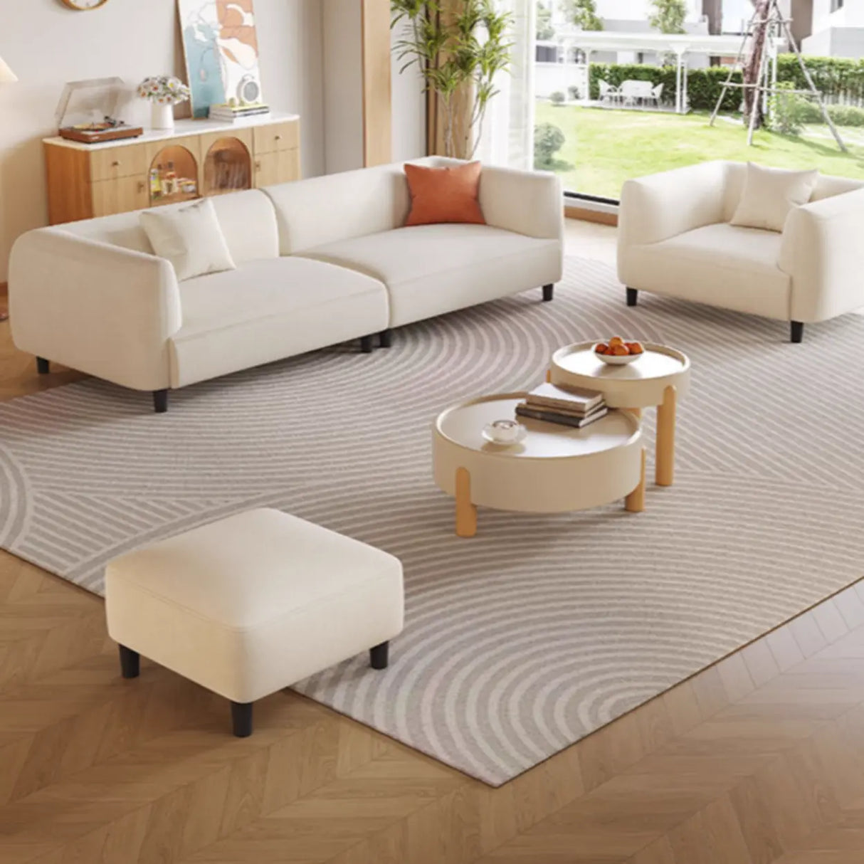 Modish White Scratch Resistant Velvet Tuxedo Arm Sofa Image - 2