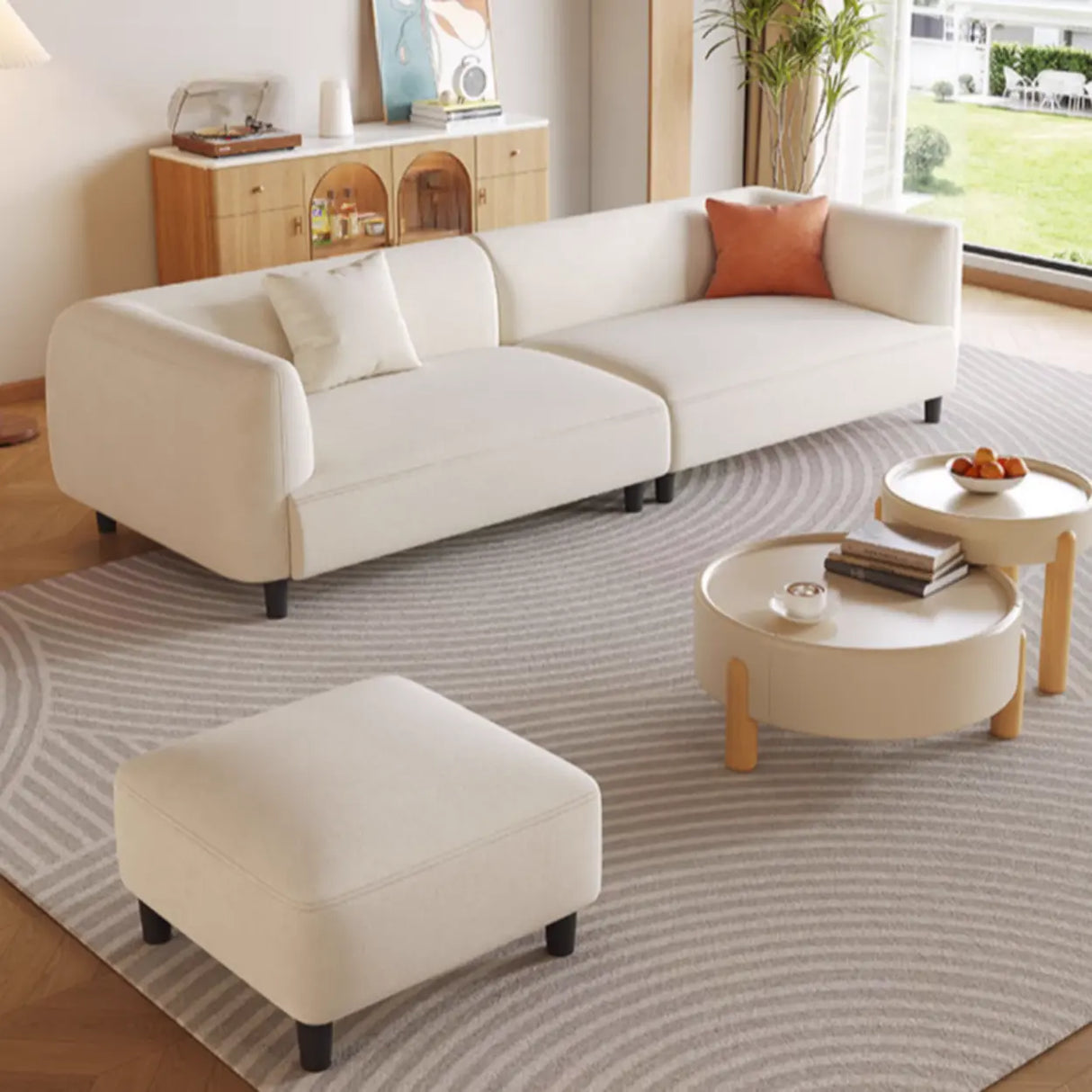 Modish White Scratch Resistant Velvet Tuxedo Arm Sofa Image - 4