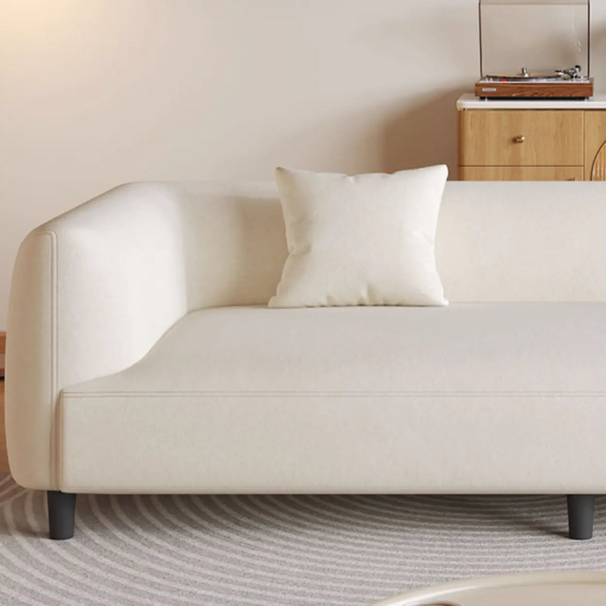 Modish White Scratch Resistant Velvet Tuxedo Arm Sofa Image - 8