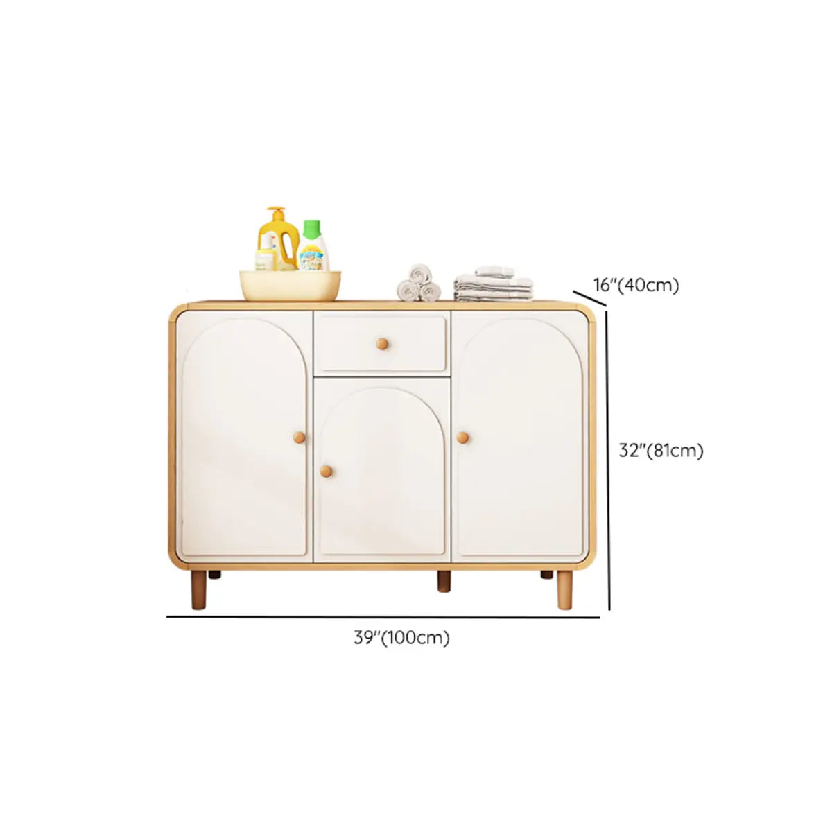 Modish White Wood Medium Drawers Sideboard with Storage Image - 10